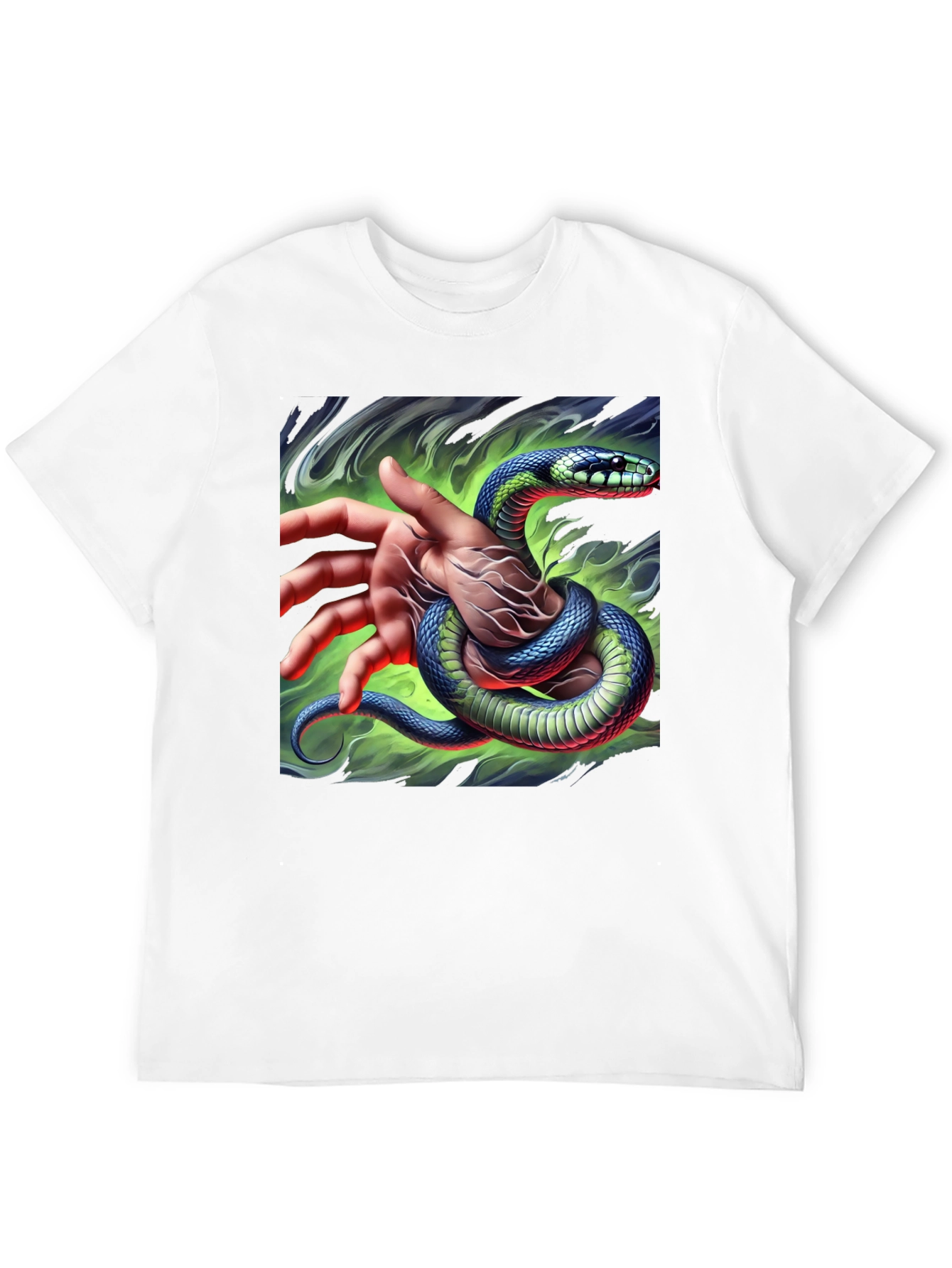 Black Mystic Snake Graphic Tee - Black Cotton T-Shirt view 12