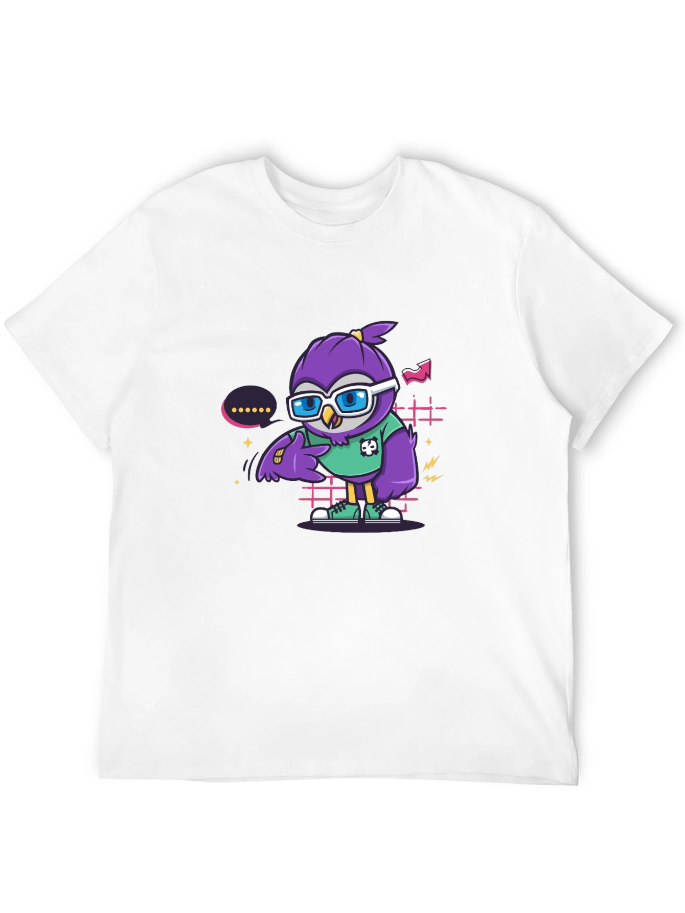 Black Cool Owl Graphic Tee - Trendy Cartoon Style view 12