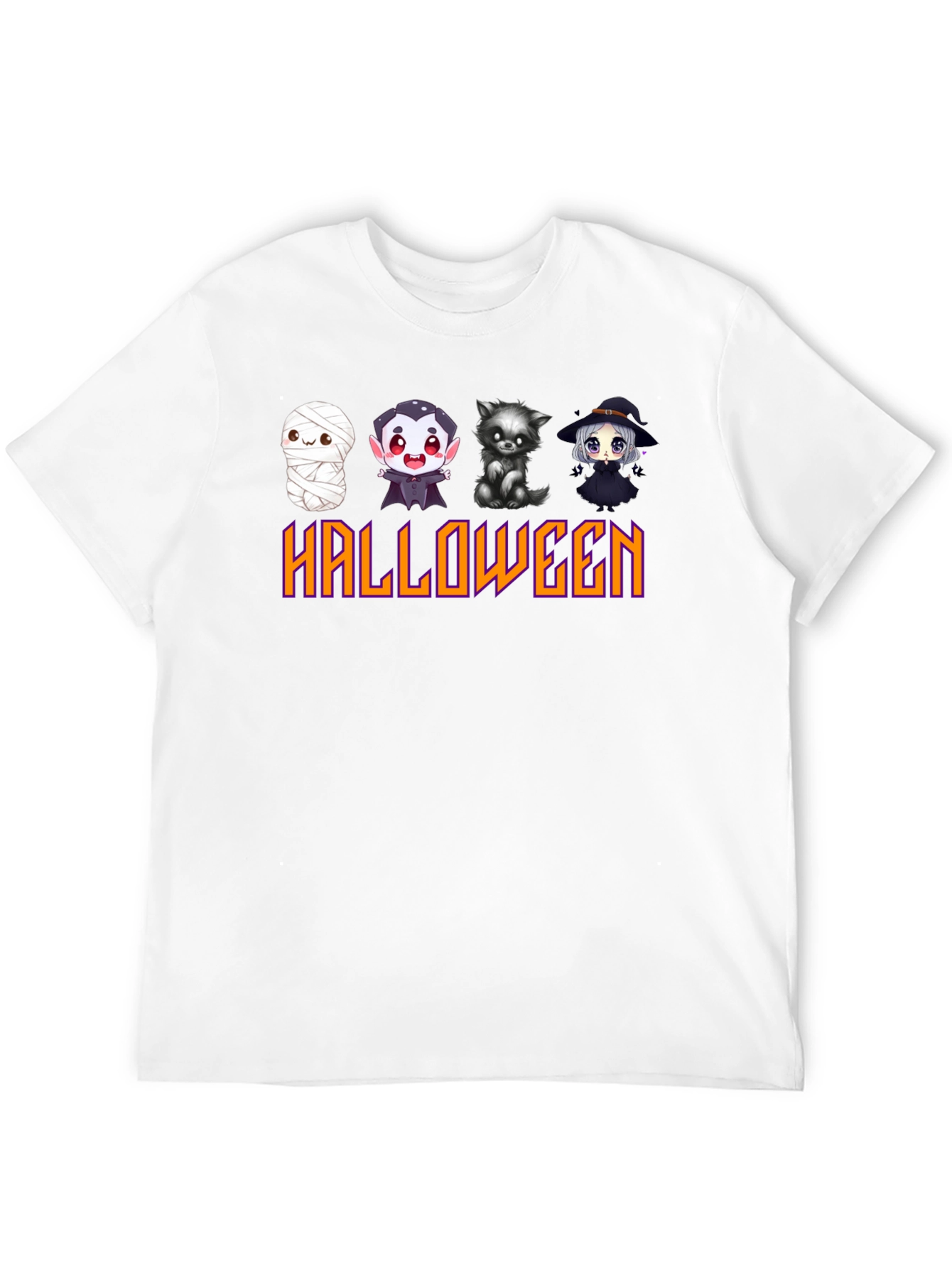 Black Halloween Cartoon Character T-Shirt view 12