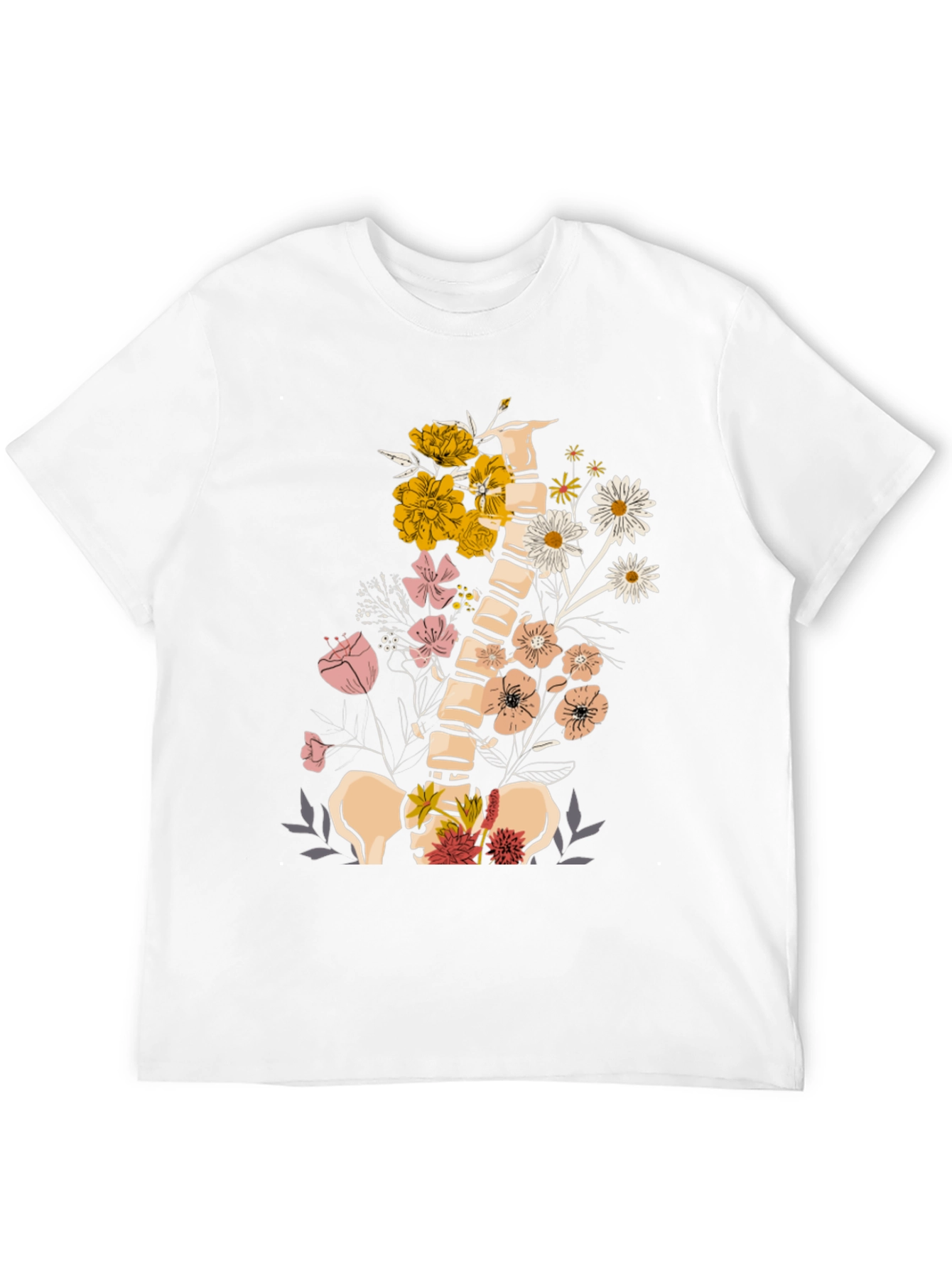 Black Floral Spine Anatomy T-Shirt view 12