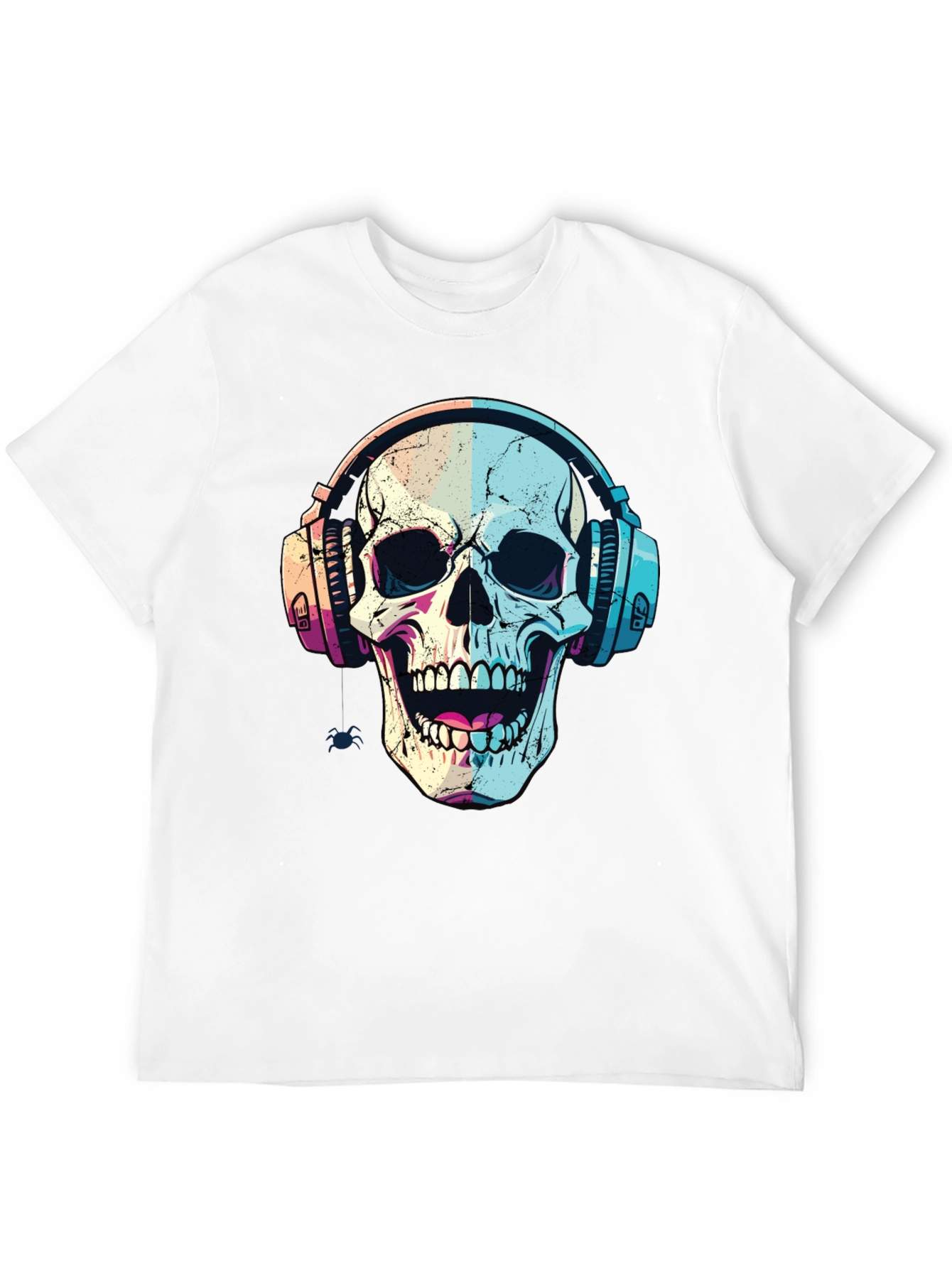 Black Skull Headphones Graphic Tee - Cool Music Lover Shirt view 12
