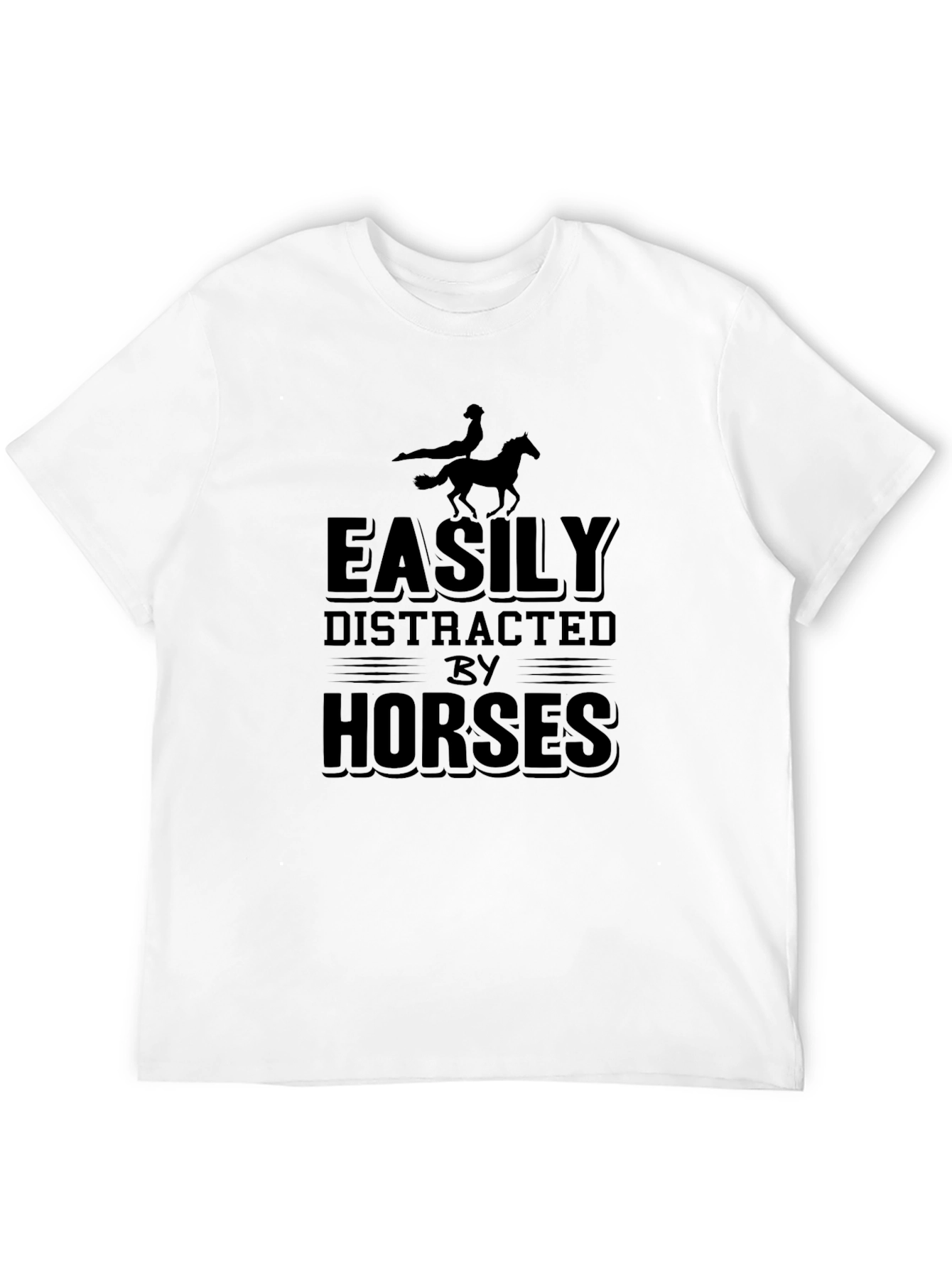 Black Easily Distracted by Horses Black T-Shirt view 12
