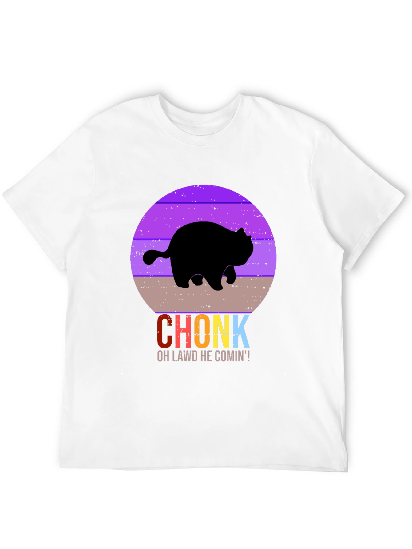 Black Chonk Cat T-Shirt - Oh Lawd He Comin'! view 12