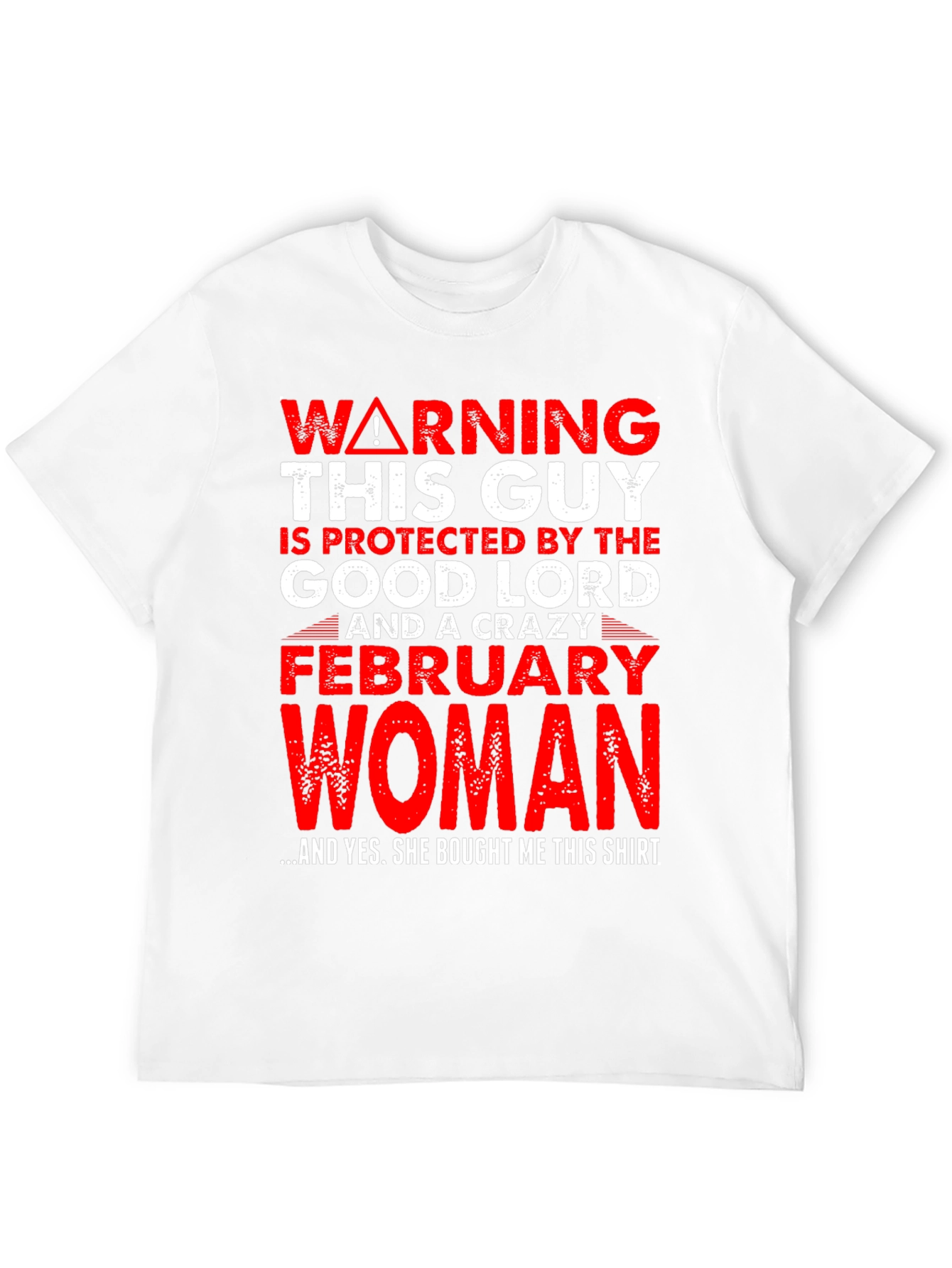 Black Warning Protected By Crazy February Woman T-Shirt view 12