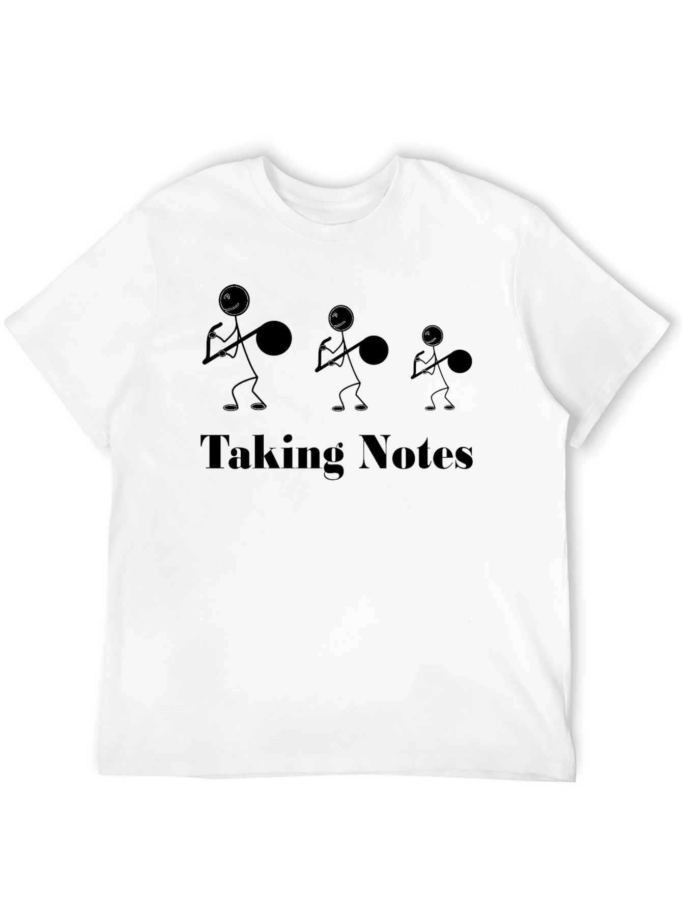 Black Taking Notes Funny Stick Figure Black T-Shirt view 12