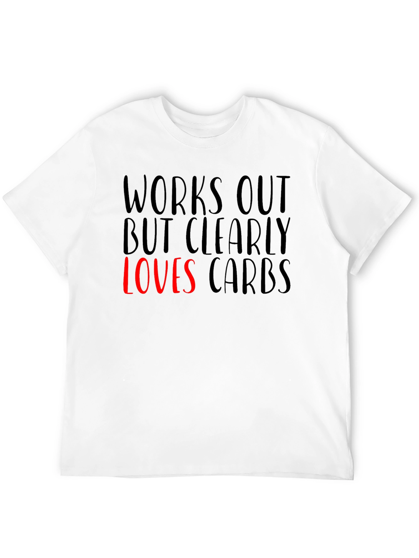 Black Funny Works Out Loves Carbs Graphic T-Shirt view 12