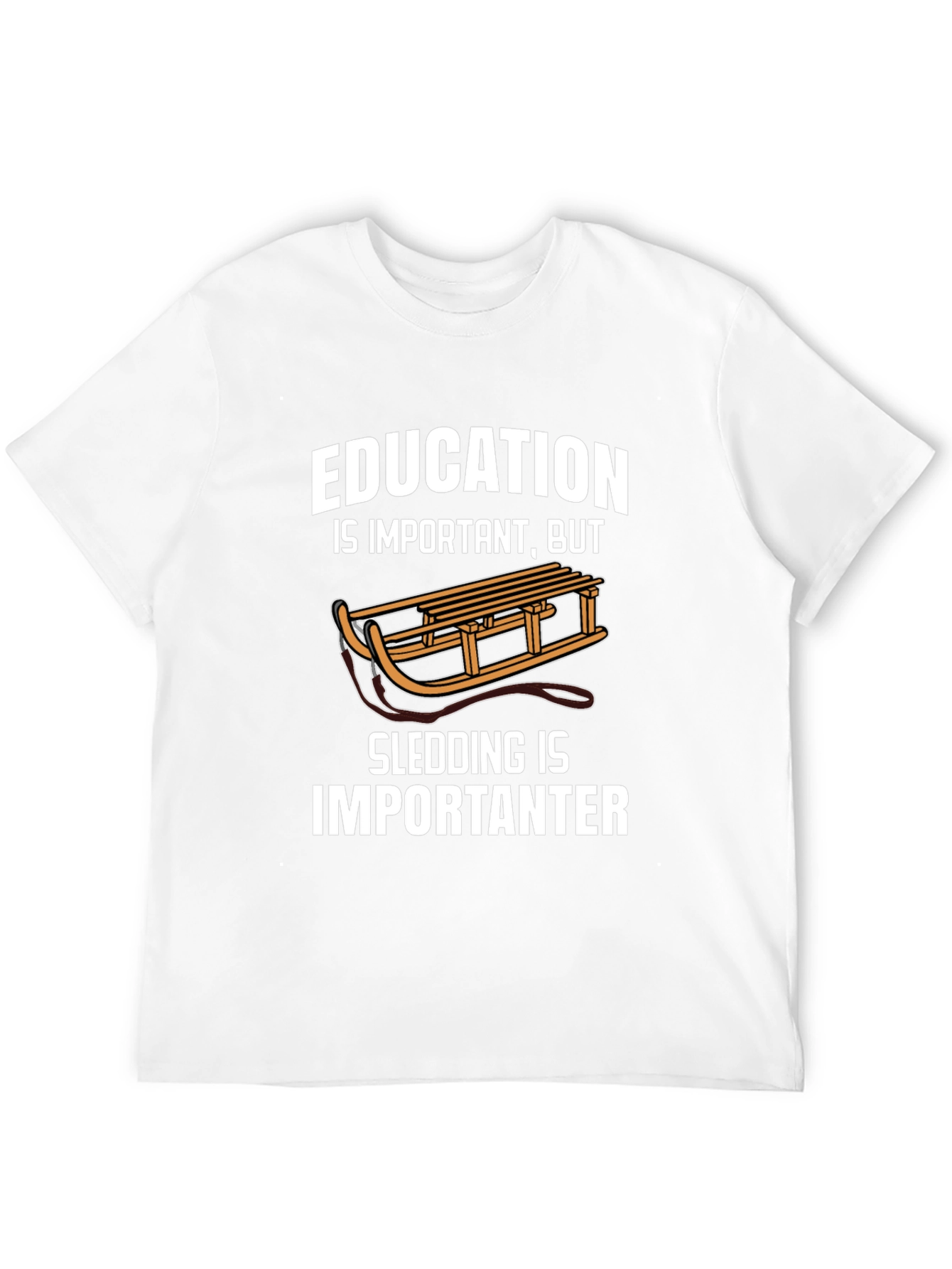 Black Funny Sledding T-Shirt: Education vs. Sledding view 12