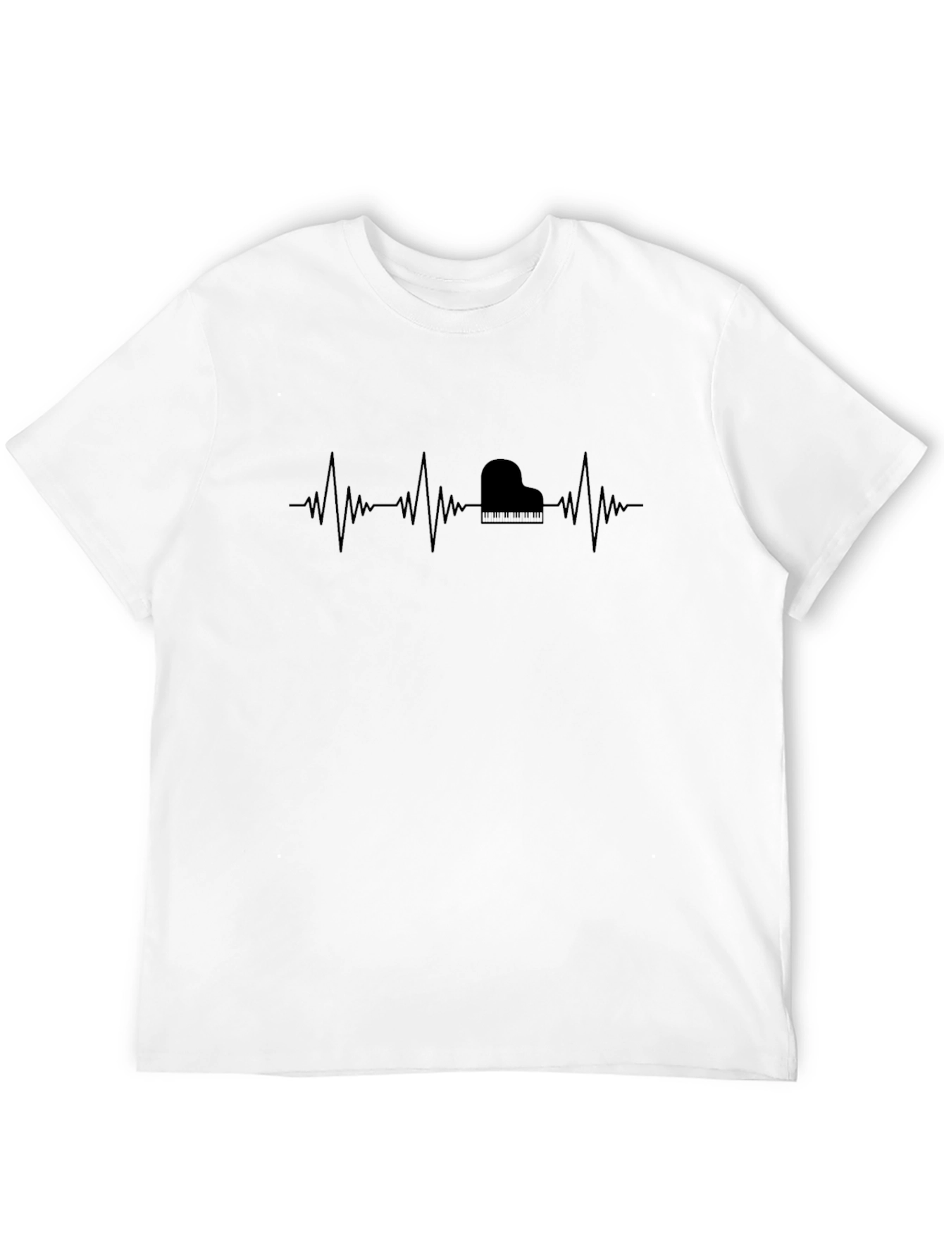 Black Piano Heartbeat Graphic T-Shirt - Music Lover Tee view 12