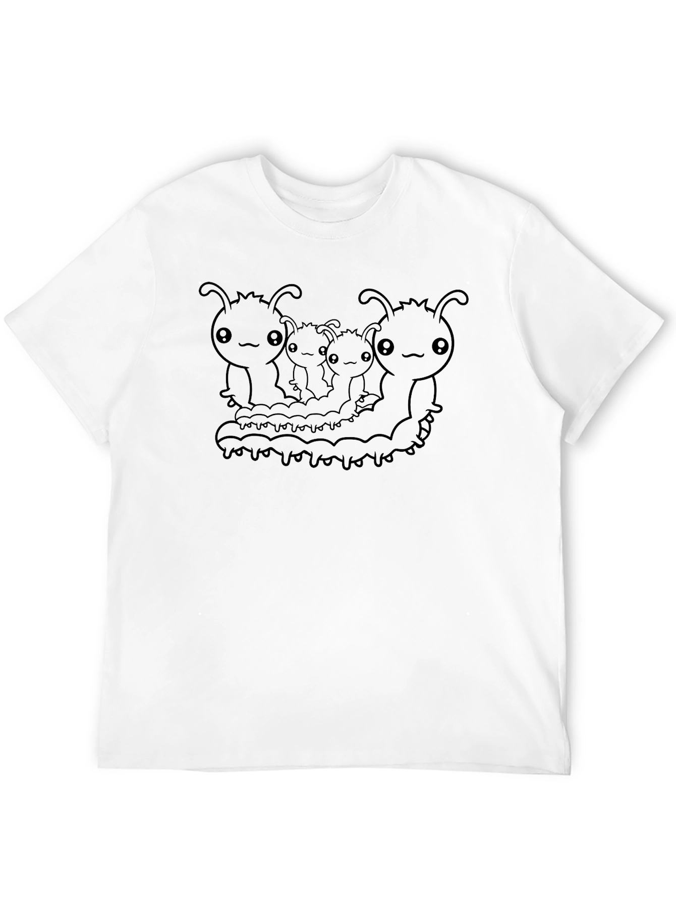Black Cute Caterpillar T-Shirt - Black Cotton Tee view 12