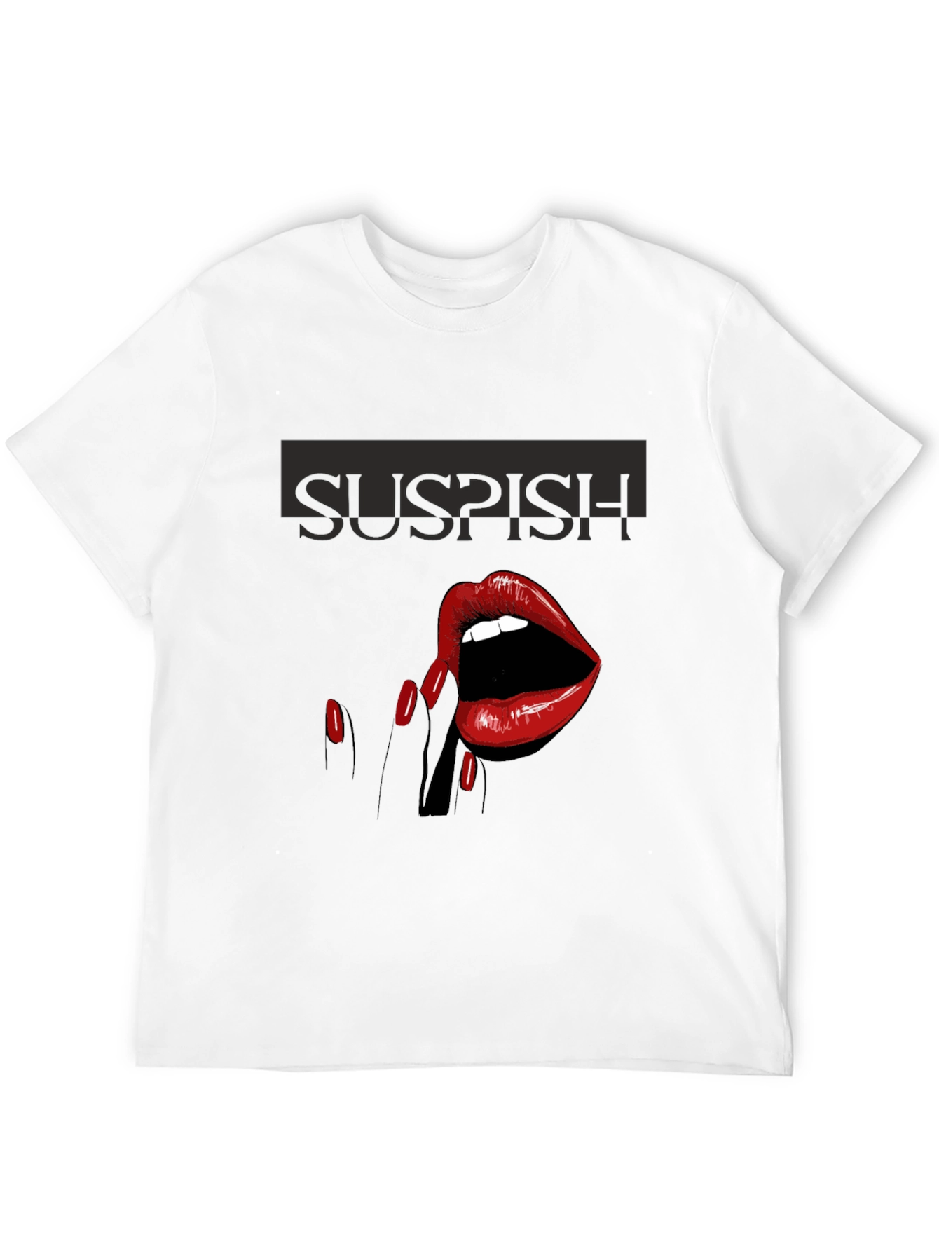 Black Suspish Lips Graphic Tee - Black Cotton T-Shirt view 12