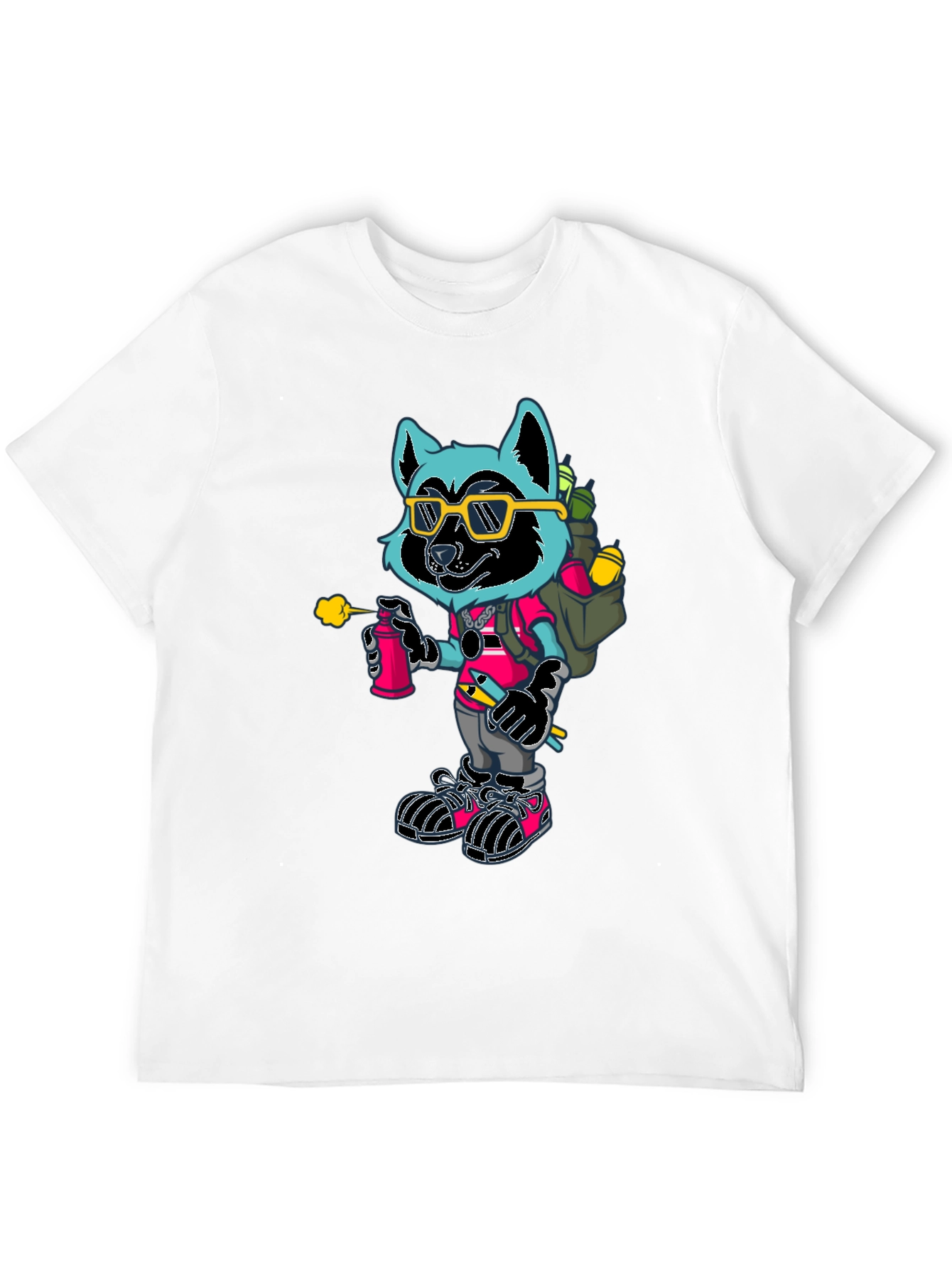 Black Cool Raccoon Graphic Tee view 12