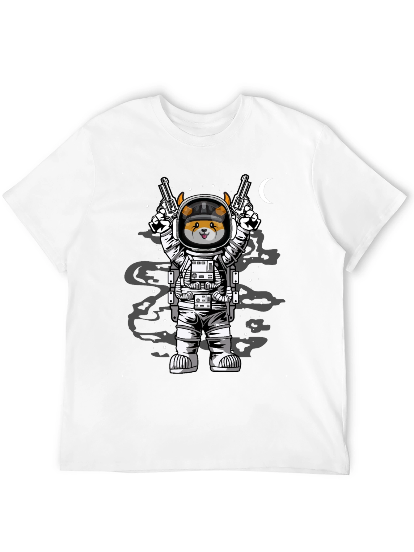 Black Space Dog T-Shirt - Astronaut Doge with Guns view 12