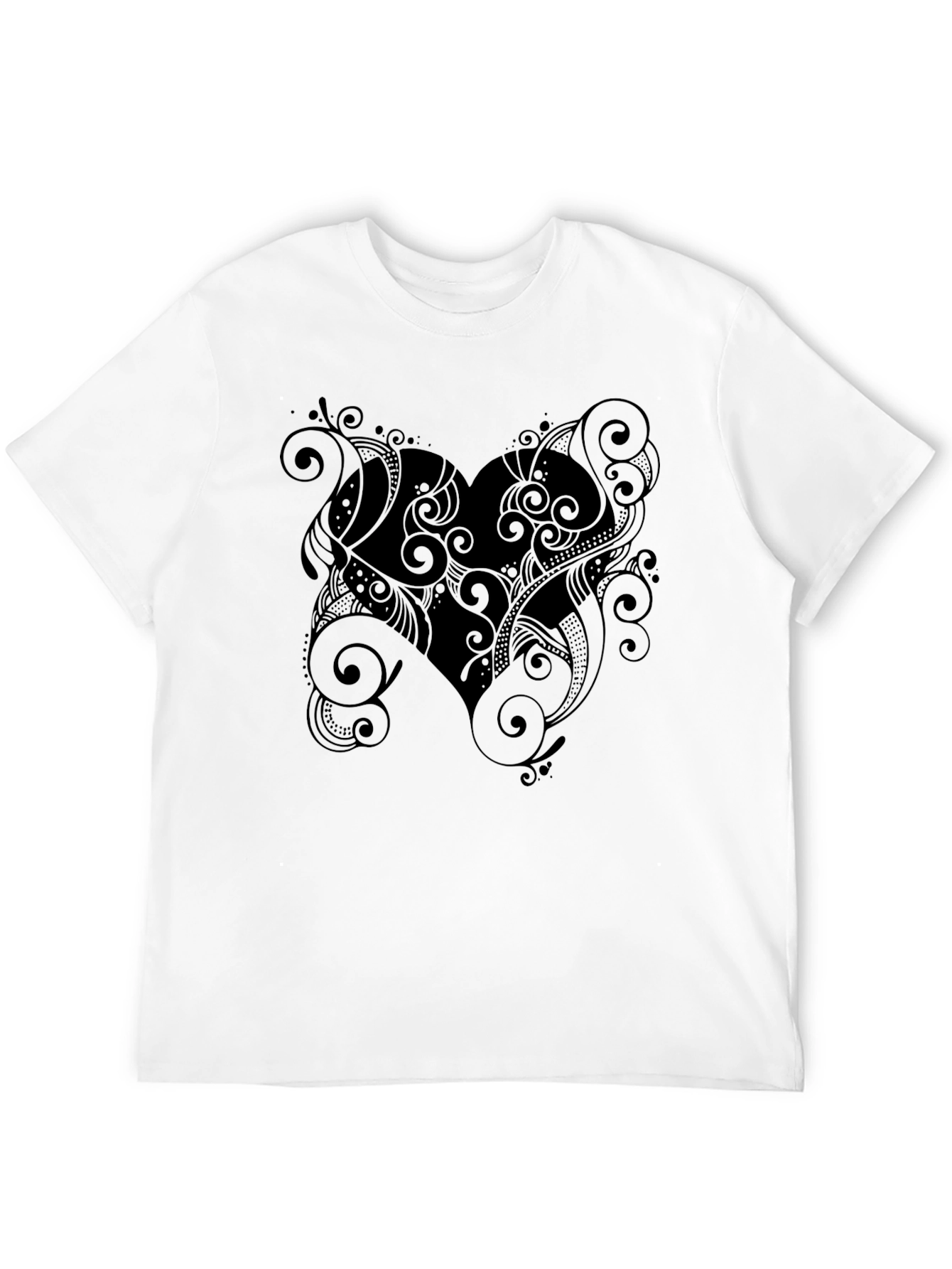 Black Heart Swirls Graphic Print Black T-Shirt view 12