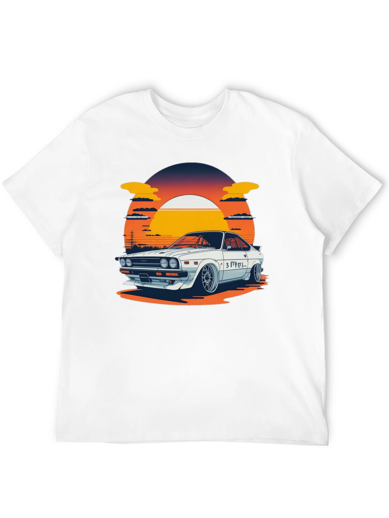 Black Retro Car Graphic Tee - Sunset Style view 12
