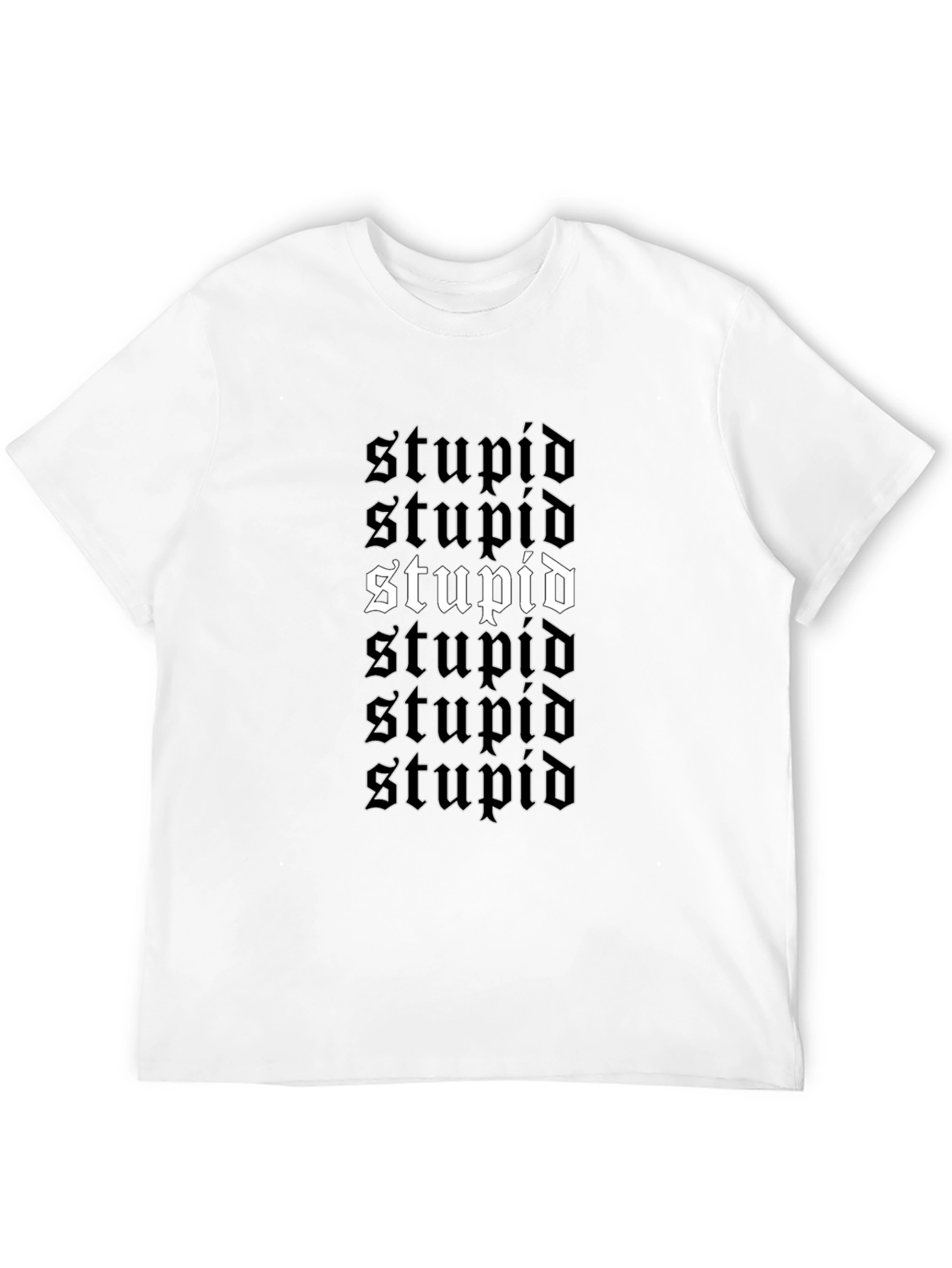 Black Stupid Graphic Print Black Crew Neck T-Shirt view 12