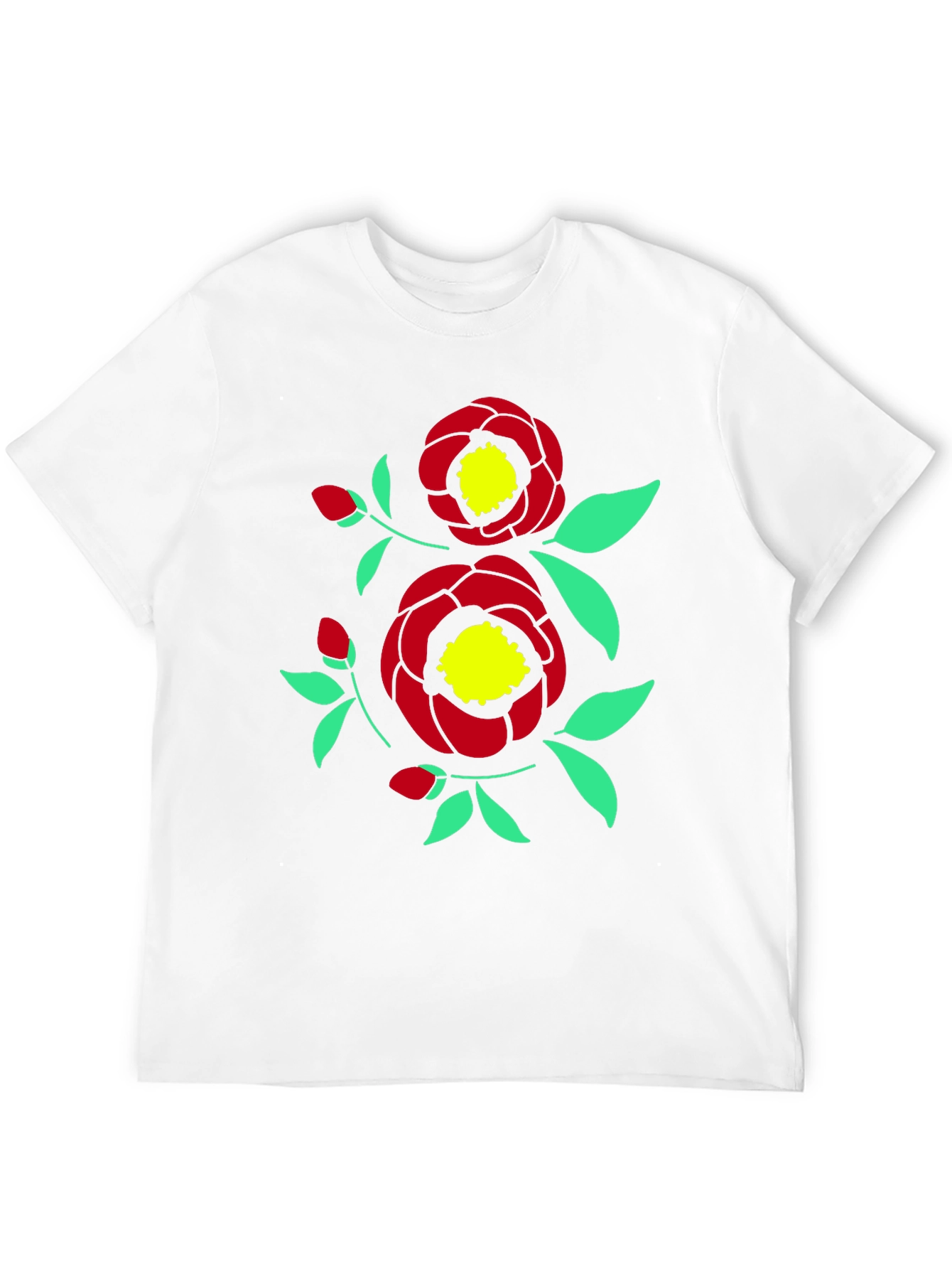 Black Floral Print Tee - Black Cotton Casual view 12