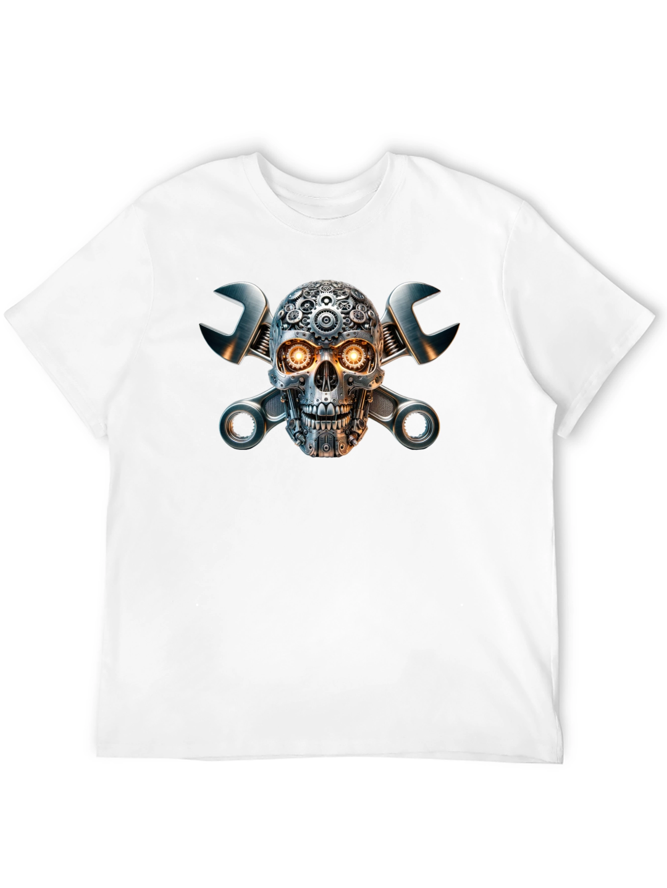Black Steampunk Skull & Wrench Graphic Tee view 12