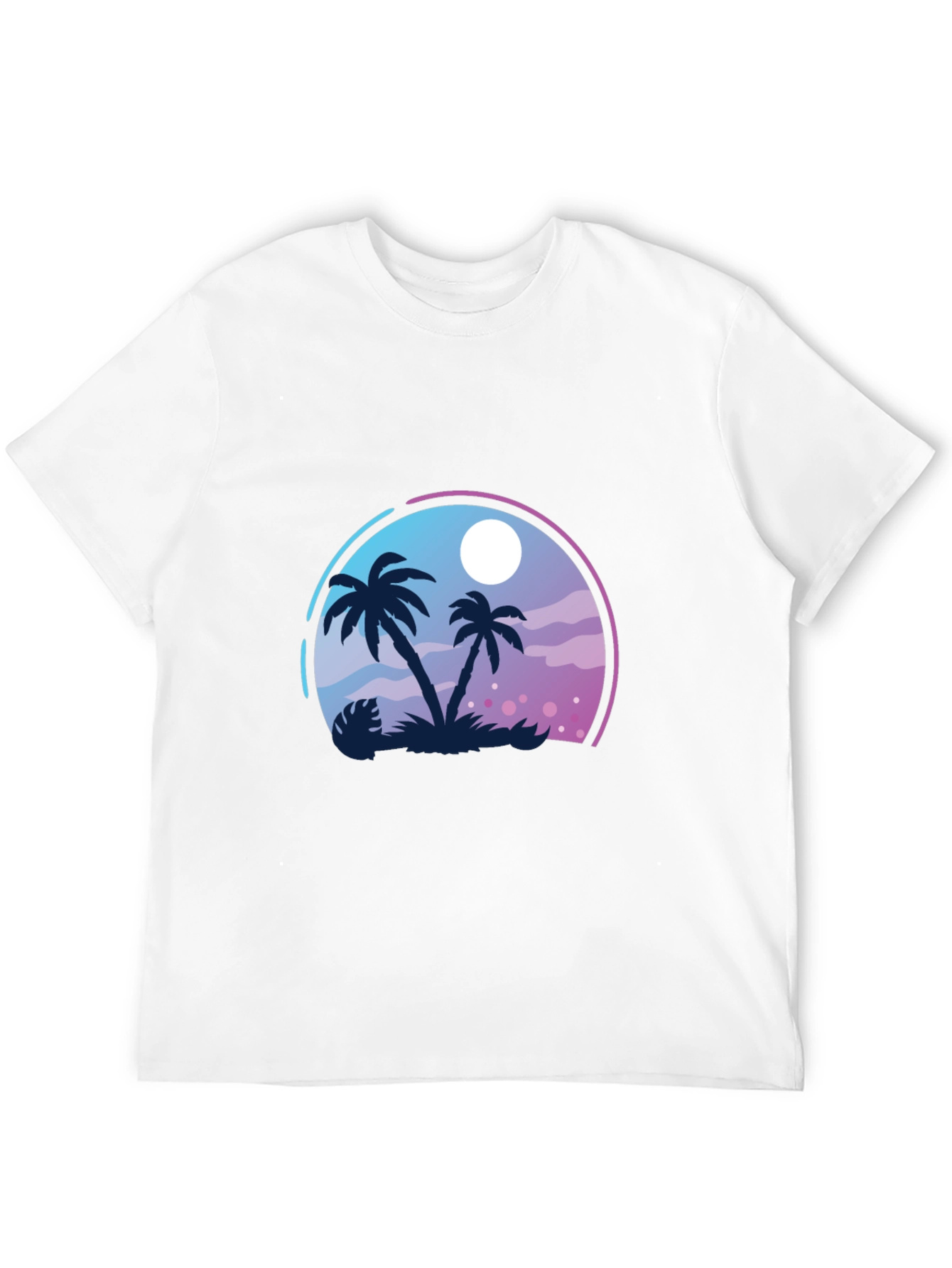 Black Tropical Palm Tree Graphic Black T-Shirt view 12