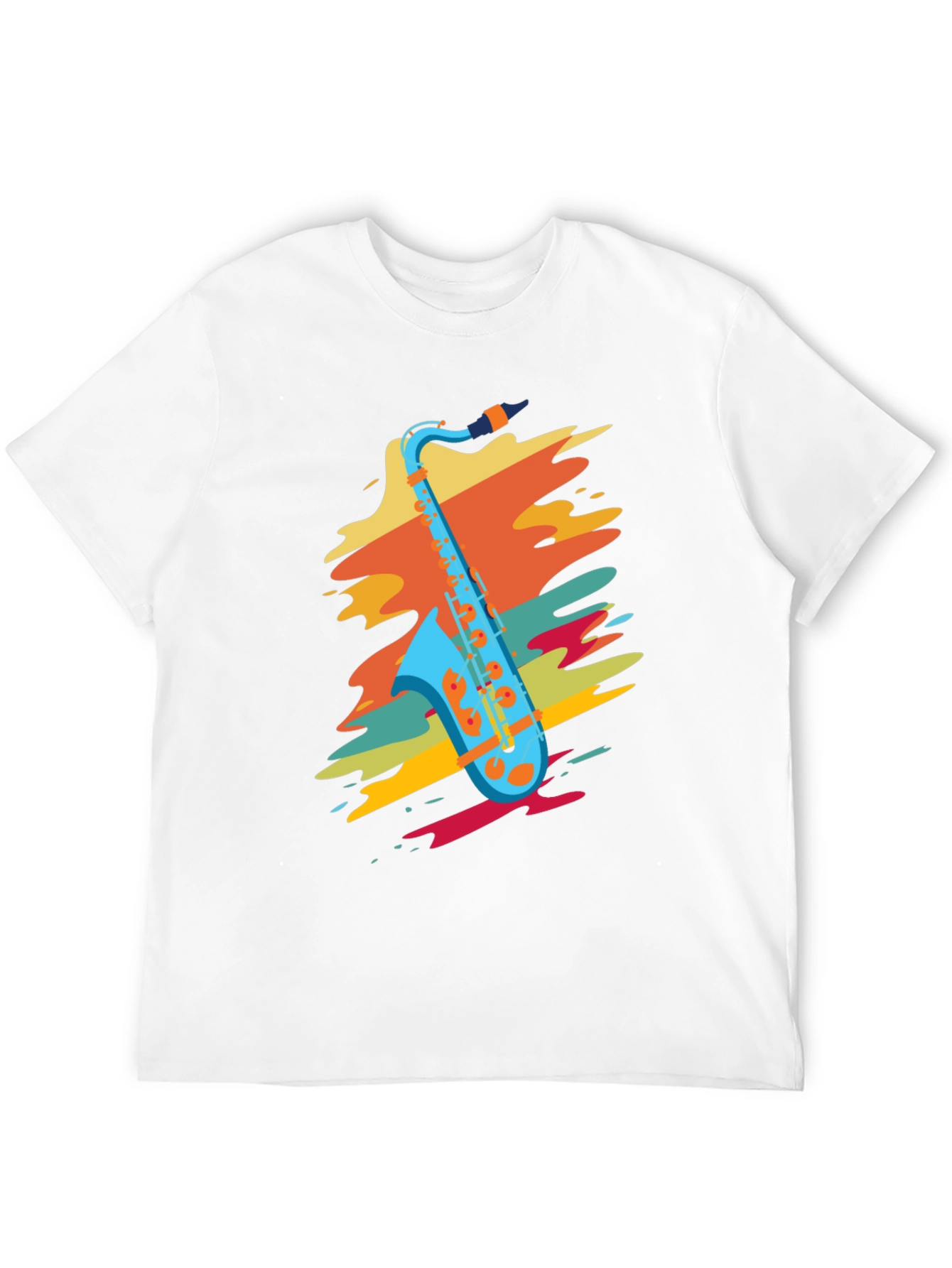 Black Stylish Saxophone Graphic T-Shirt view 12