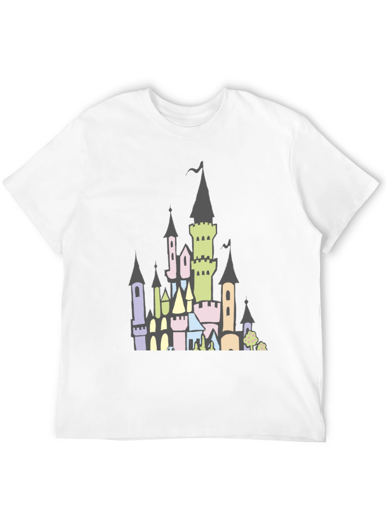 Black Fantasy Castle Graphic Tee - Black Cotton Shirt view 12