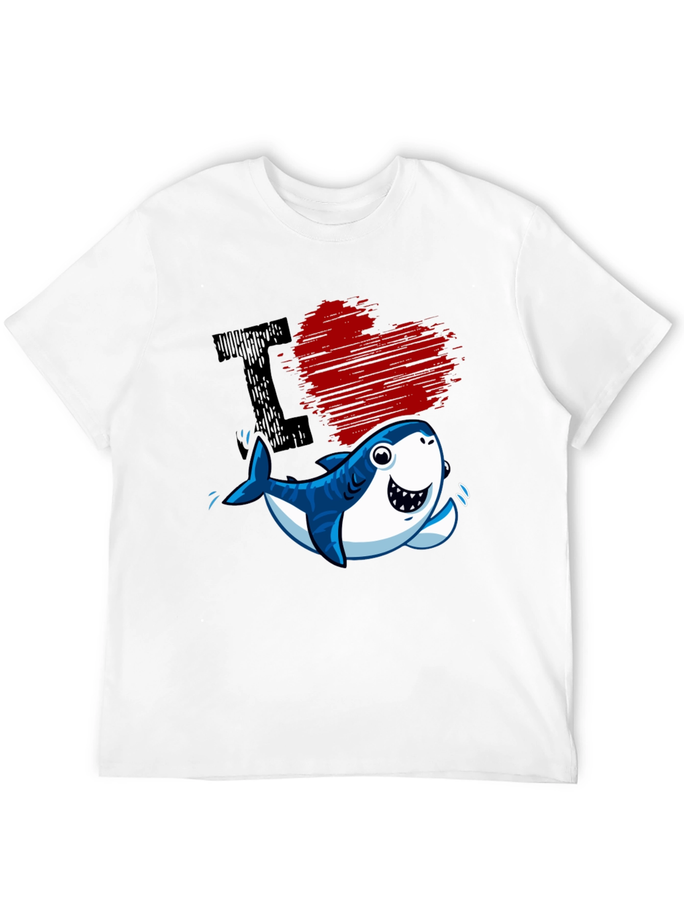 Black I Love Sharks T-Shirt - Cute Cartoon Graphic Tee view 12