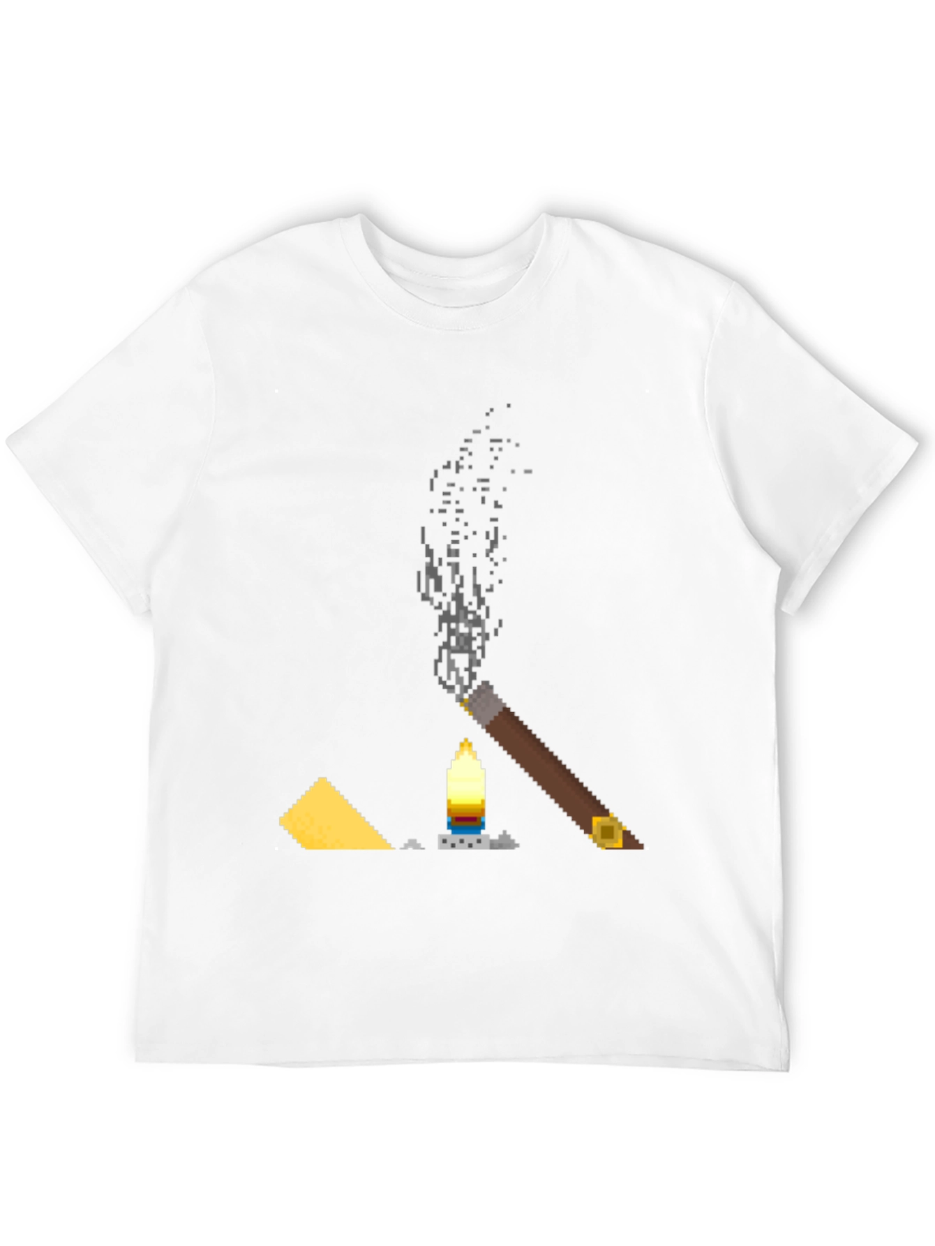 Pixel Art Cigar & Candle Graphic T-Shirt - 12