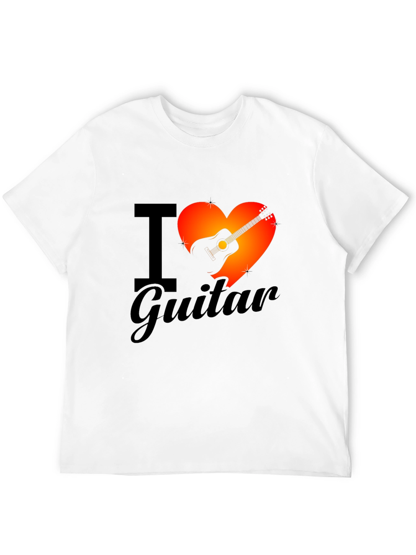 Black I Heart Guitar Graphic Tee - Black Cotton T-Shirt view 12