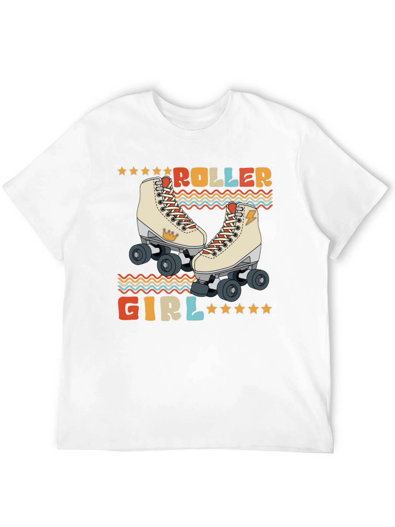 Black Retro Roller Girl T-Shirt - Vintage Style Skate Tee view 12
