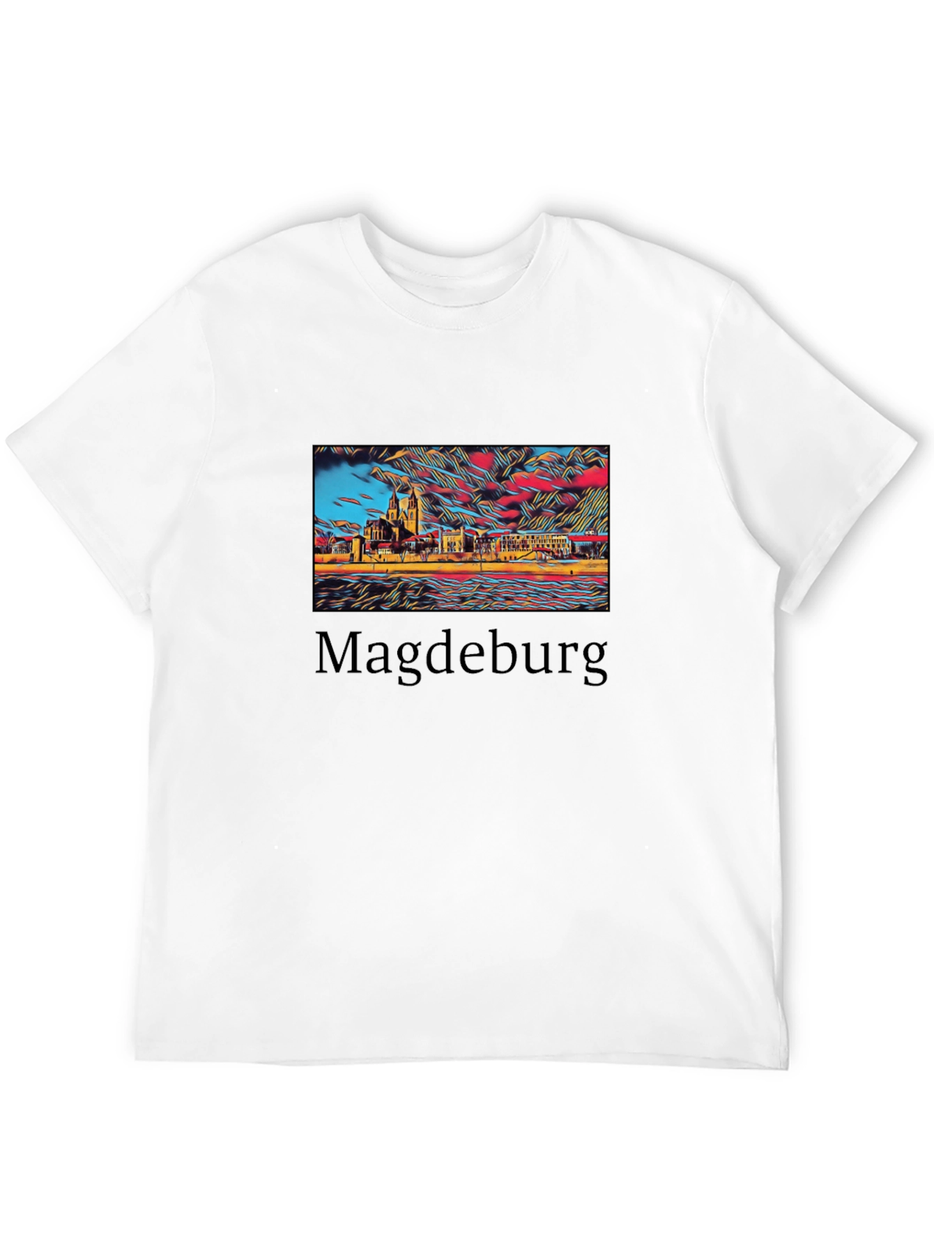 Black Magdeburg Skyline Graphic T-Shirt view 12
