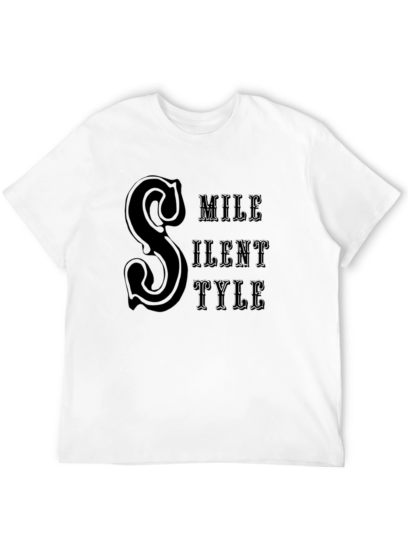 Black Silent Style Black T-Shirt Graphic Print view 12
