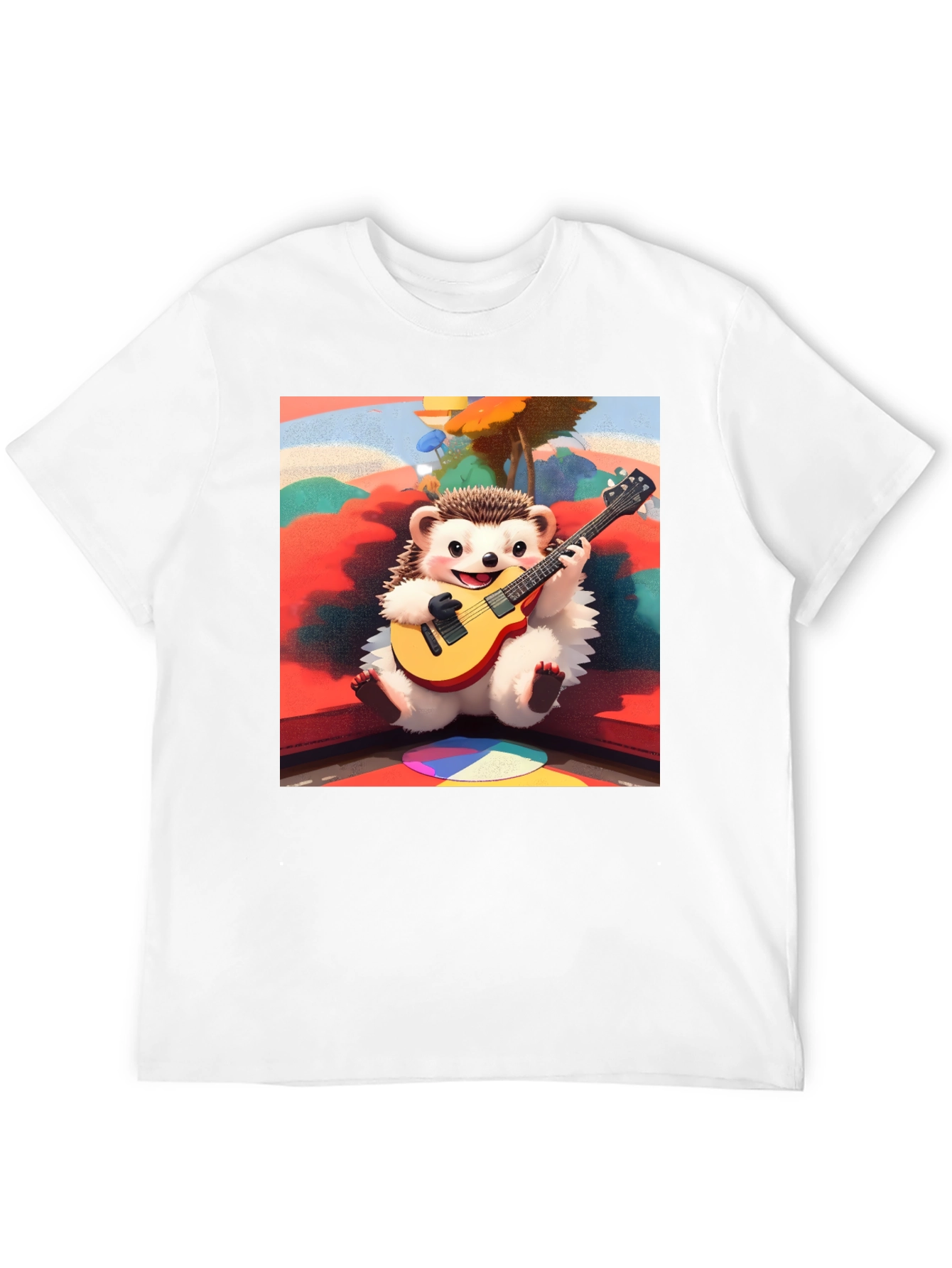 Black Playful Hedgehog Guitarist Graphic Tee view 12