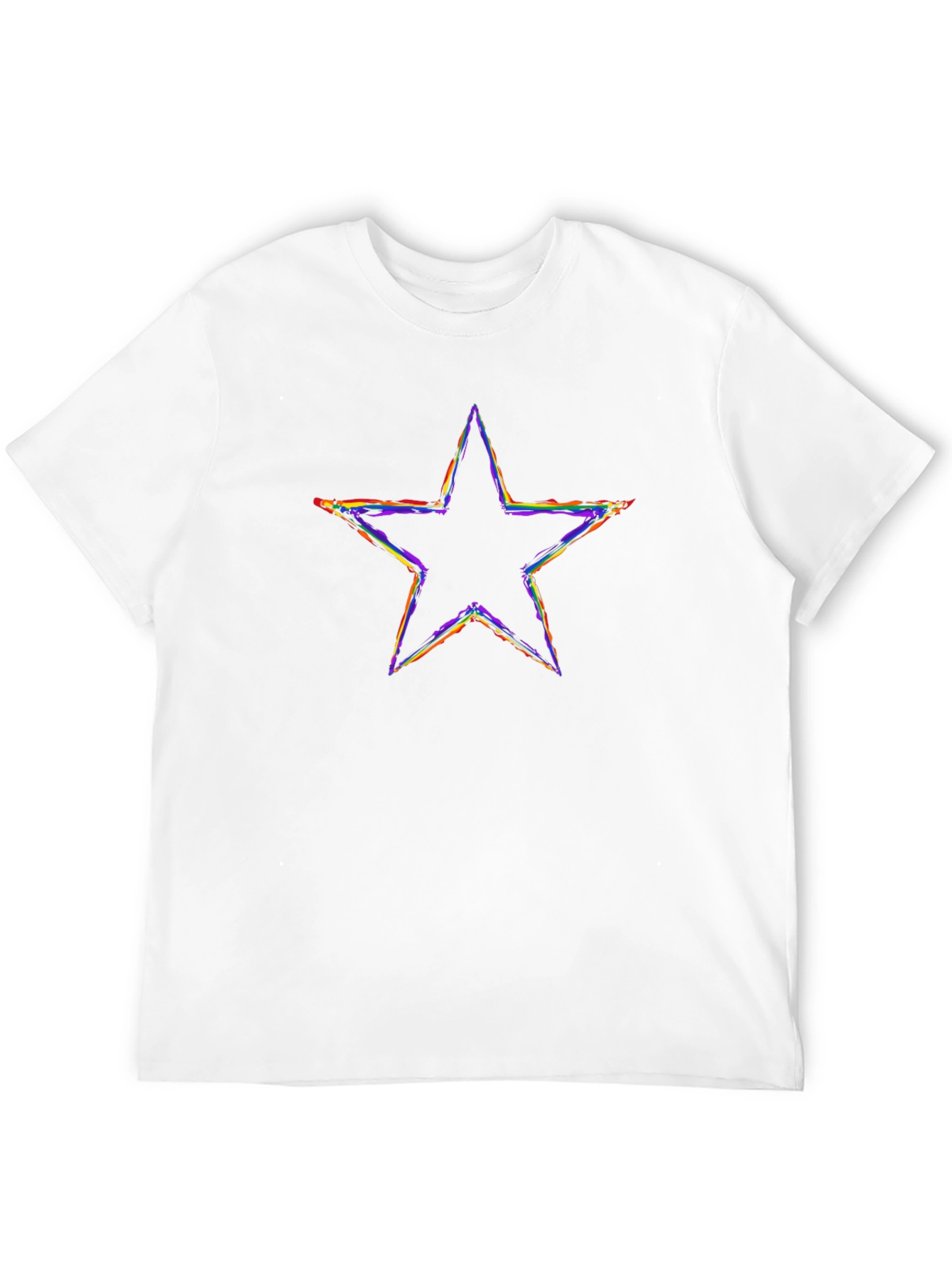 Black Rainbow Star Graphic Tee - Black Cotton T-Shirt view 12