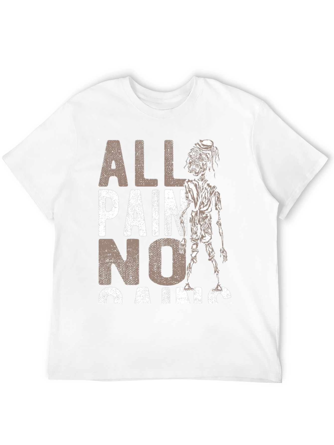 Black All Pain No Gains Zombie Graphic T-Shirt view 12