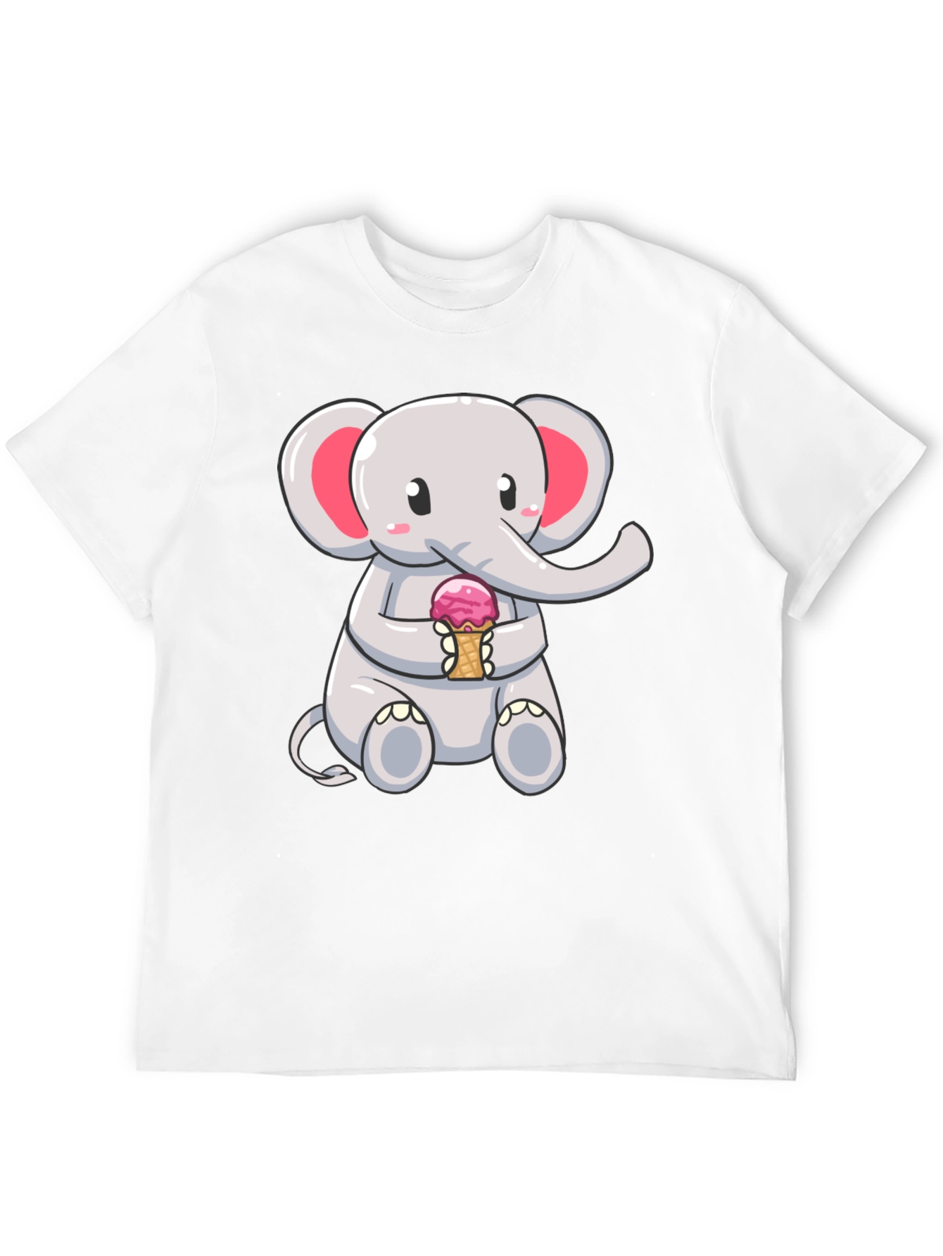 Black Cute Elephant Ice Cream T-Shirt view 12