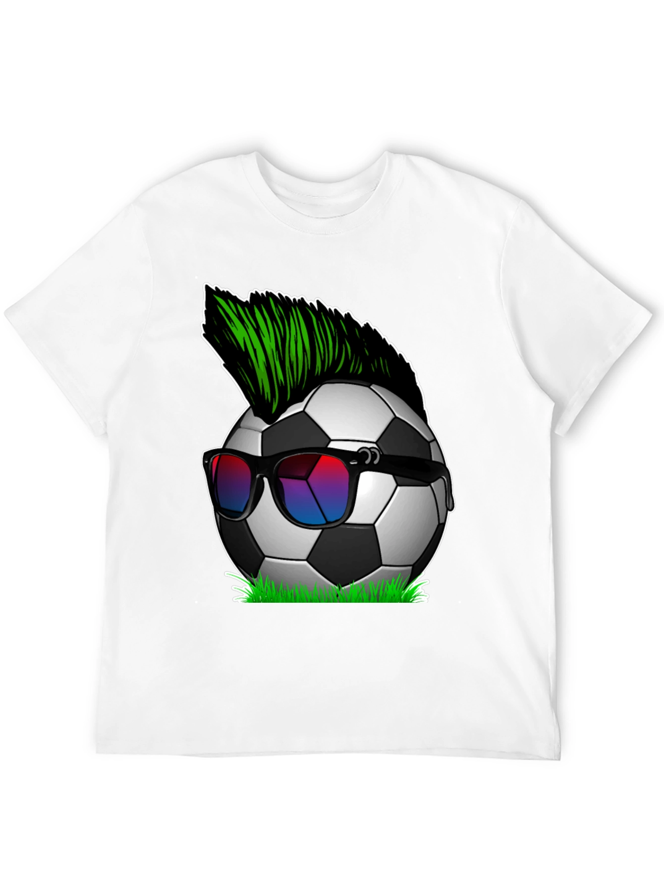 Black Soccer Ball Mohawk Graphic Tee - Cool & Unique! view 12