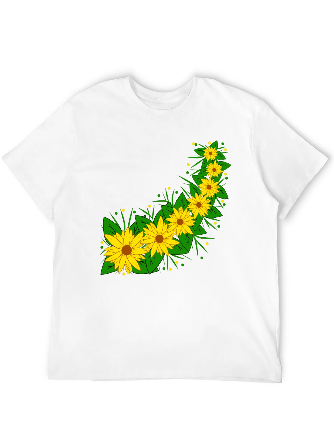 Black Sunflower Print Black T-Shirt view 12