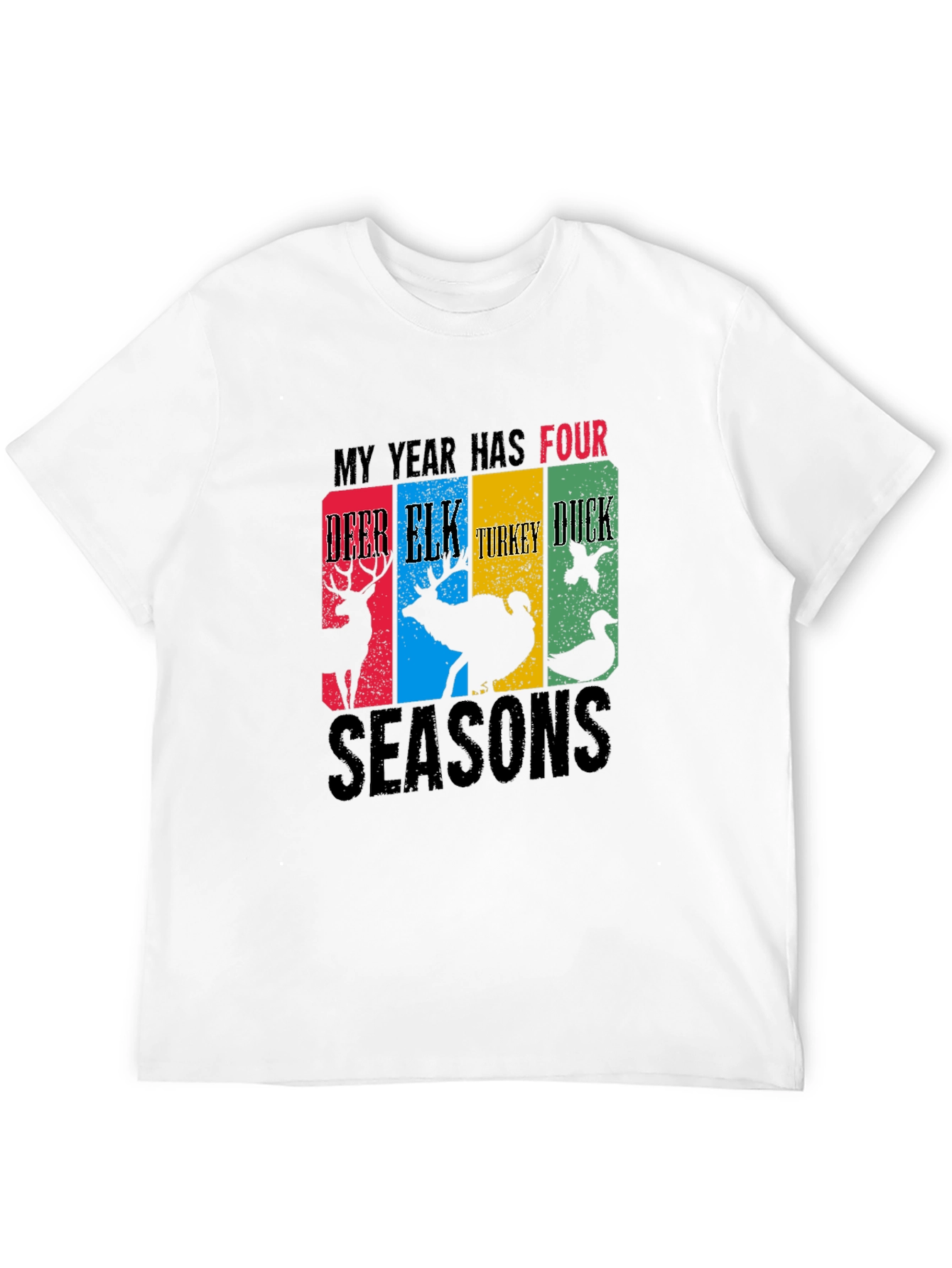 Black Four Seasons Hunting T-Shirt Deer Elk Turkey Duck view 12