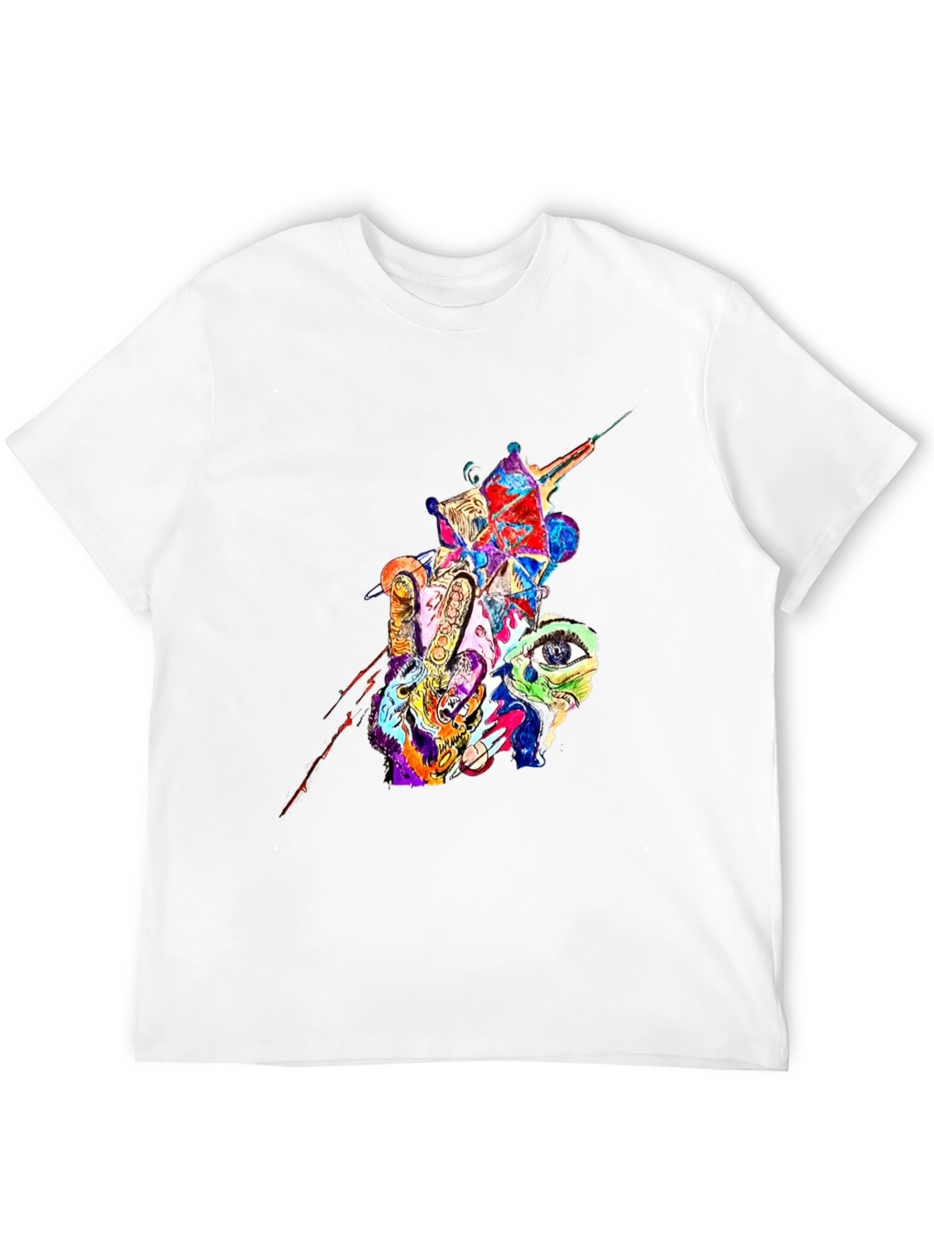 Black Abstract Art Graphic Print Black T-Shirt view 12