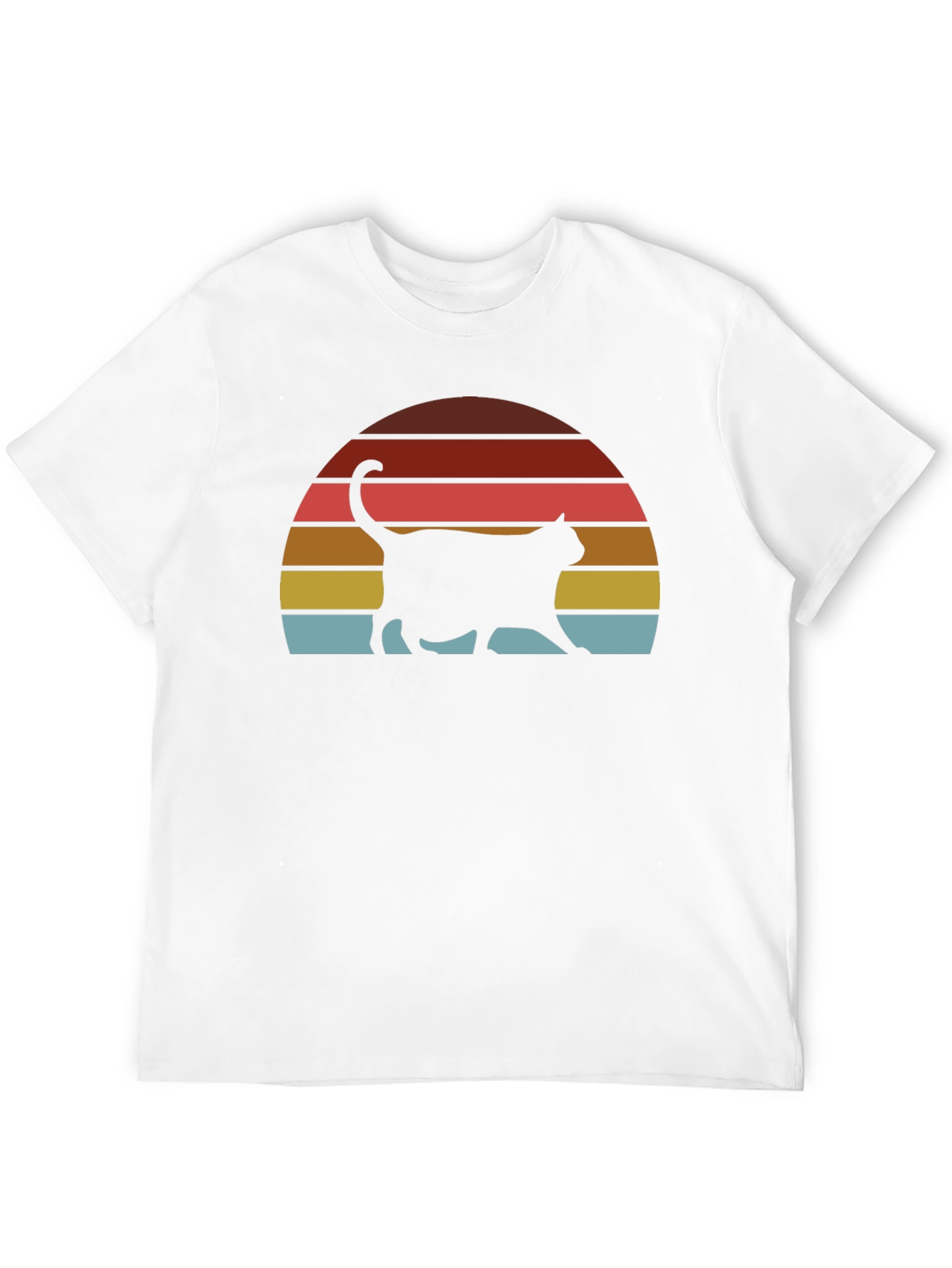 Black Retro Cat Sunset T-Shirt - Classic Design view 12