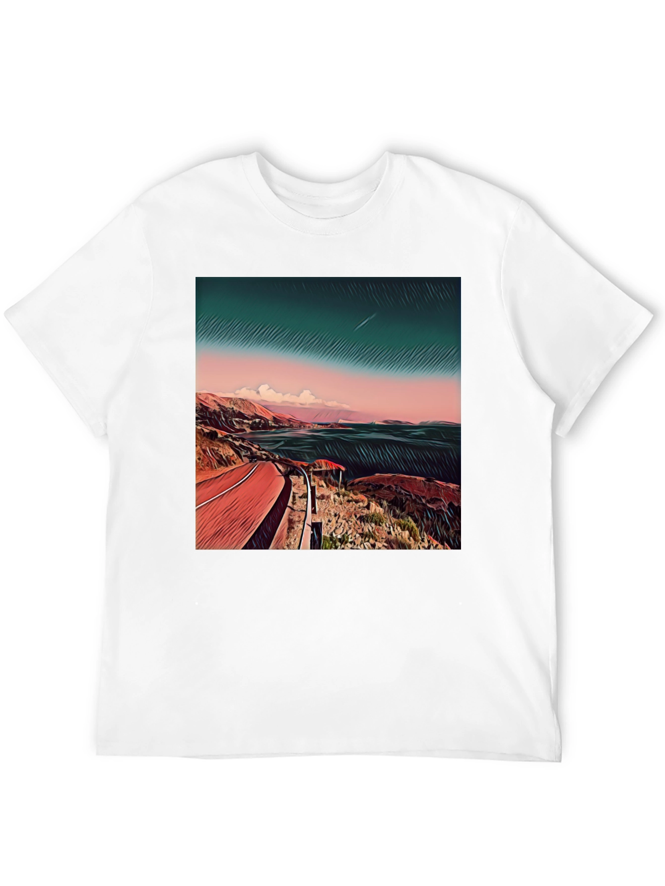 Black Coastal Road Graphic Tee - Men's Black T-Shirt view 12