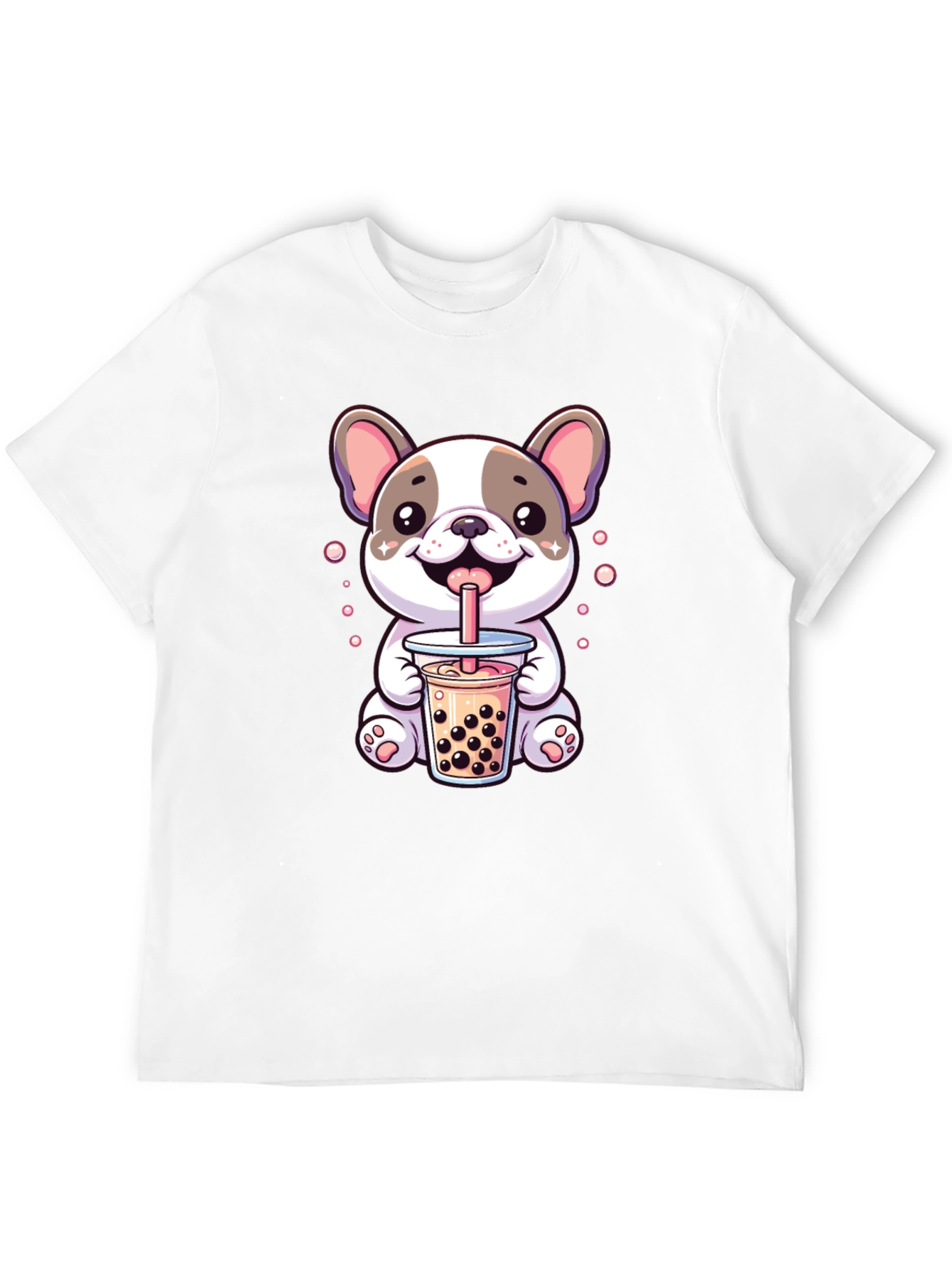 Black Cute Dog Bubble Tea Graphic Tee view 12