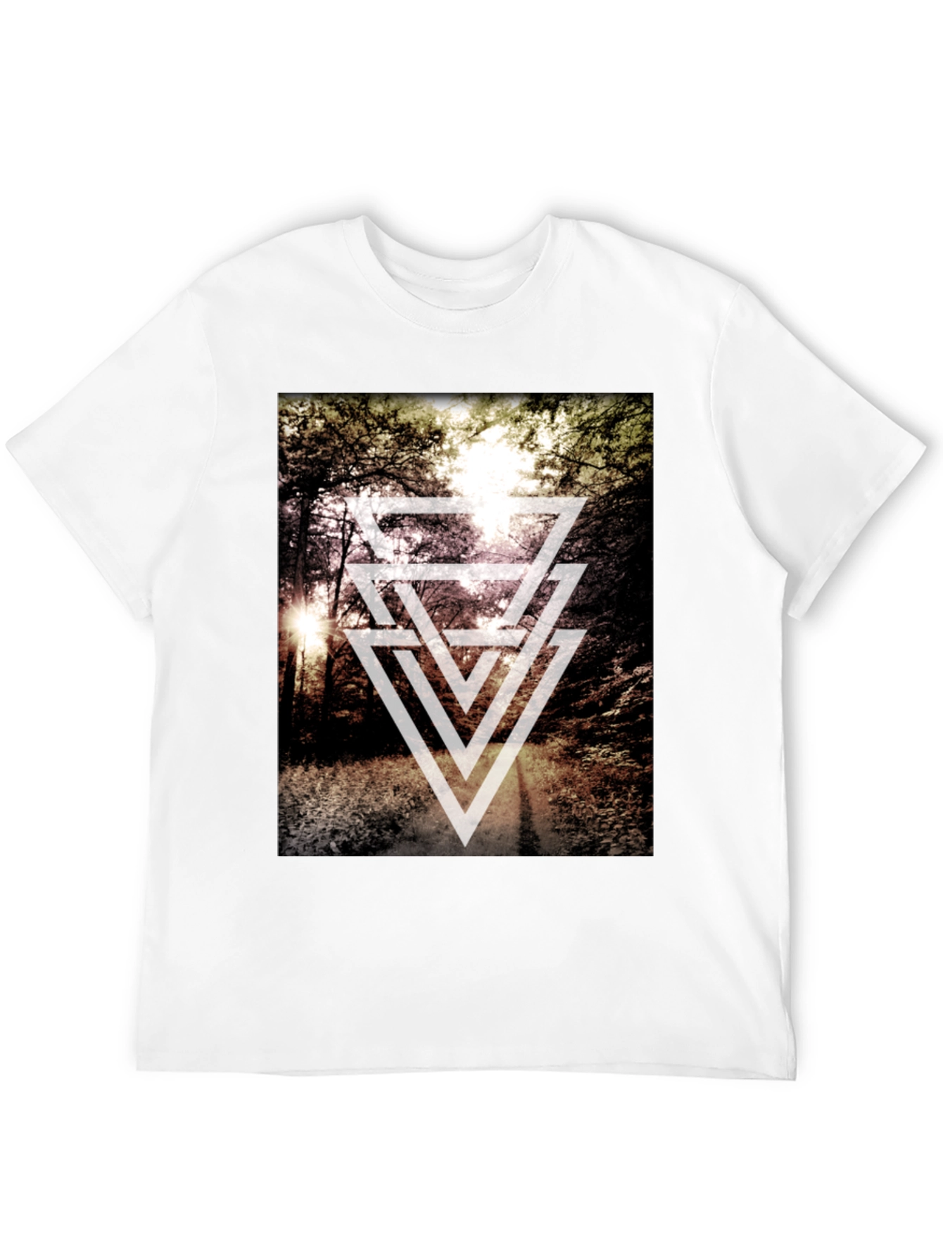 Black Geometric Forest Print T-Shirt - Modern Style view 12