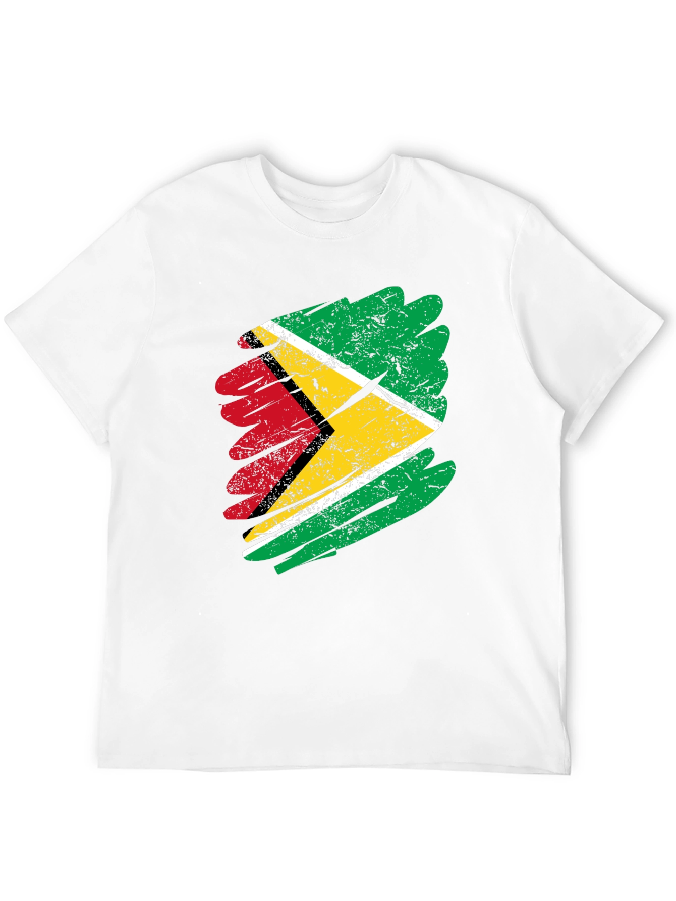Black Guyana Flag Brush Stroke Men's Black T-Shirt view 12