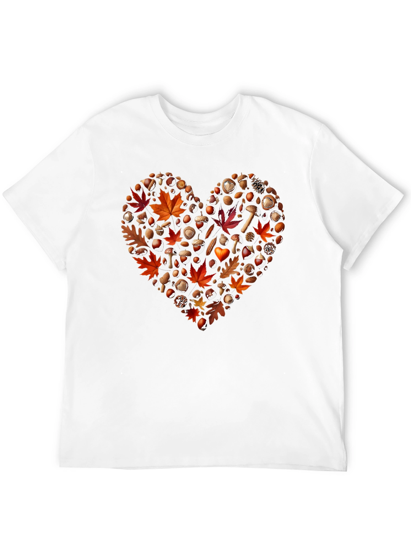 Black Autumn Love T-Shirt: Fall Leaves & Mushrooms view 12