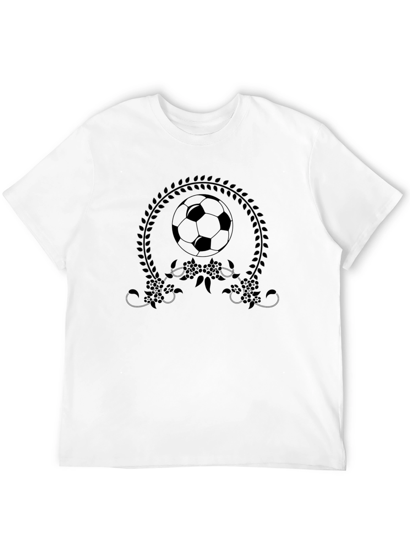 Black Soccer Ball Floral Tee - Stylish Black Graphic T-Shirt view 12