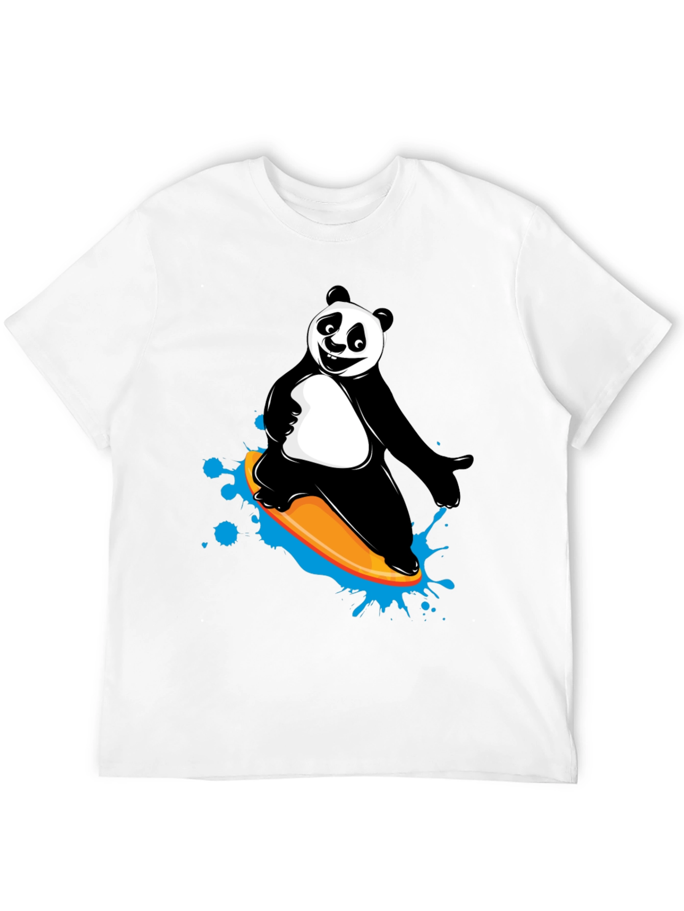 Black Panda Surfing Graphic Tee - Fun Black T-Shirt view 12