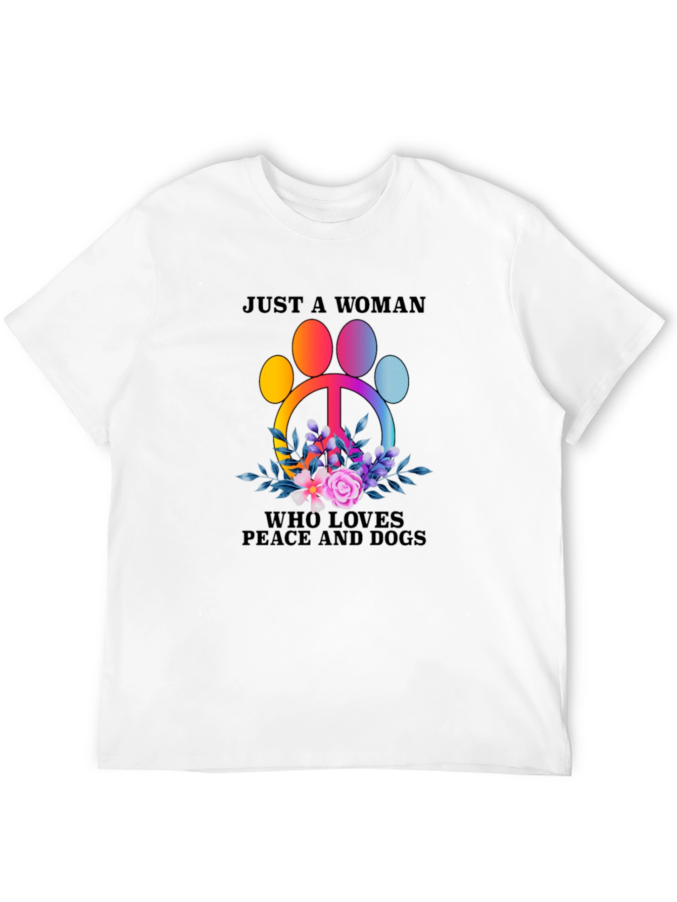 Black Peace, Love, Dogs T-Shirt - Women's Graphic Tee view 12
