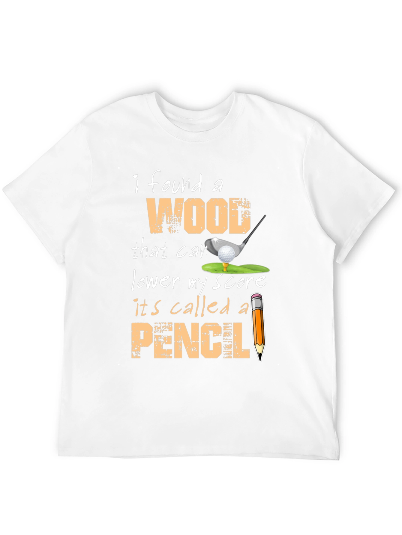 Black Funny Golf T-Shirt - Wood and Pencil view 12