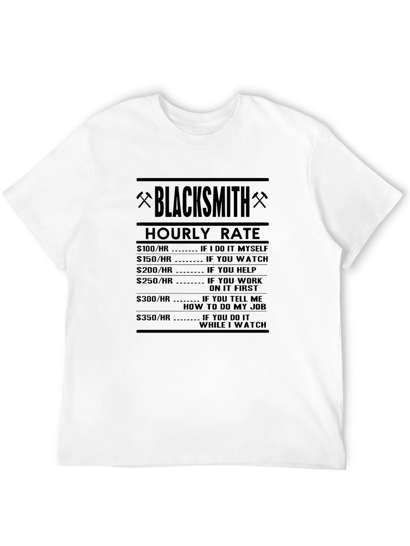 Black Blacksmith Hourly Rate Novelty T-Shirt view 12