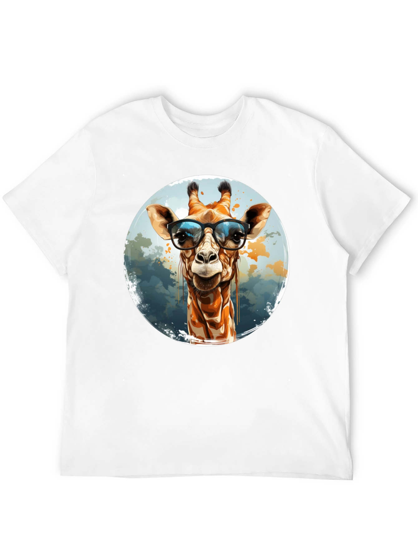 Black Giraffe with Glasses Graphic Tee view 12